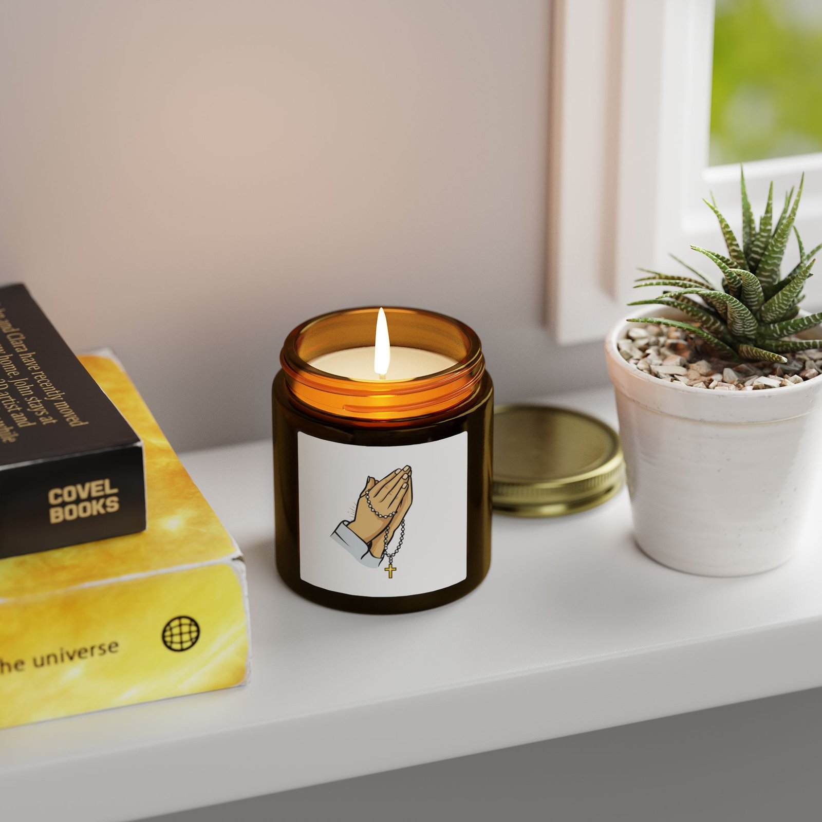 Praying Hands Coconut Apricot Candle — Scented Soy Jar (4oz & 9oz) - Image 67