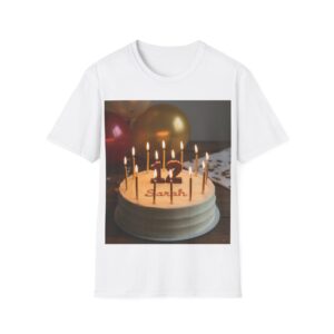 Birthday Cake T-Shirt — Photo Print with Candles and Balloons