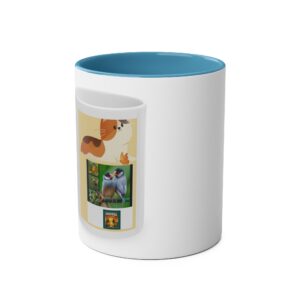 Cat & Bird Collage Two-Tone Coffee Mug — 11oz