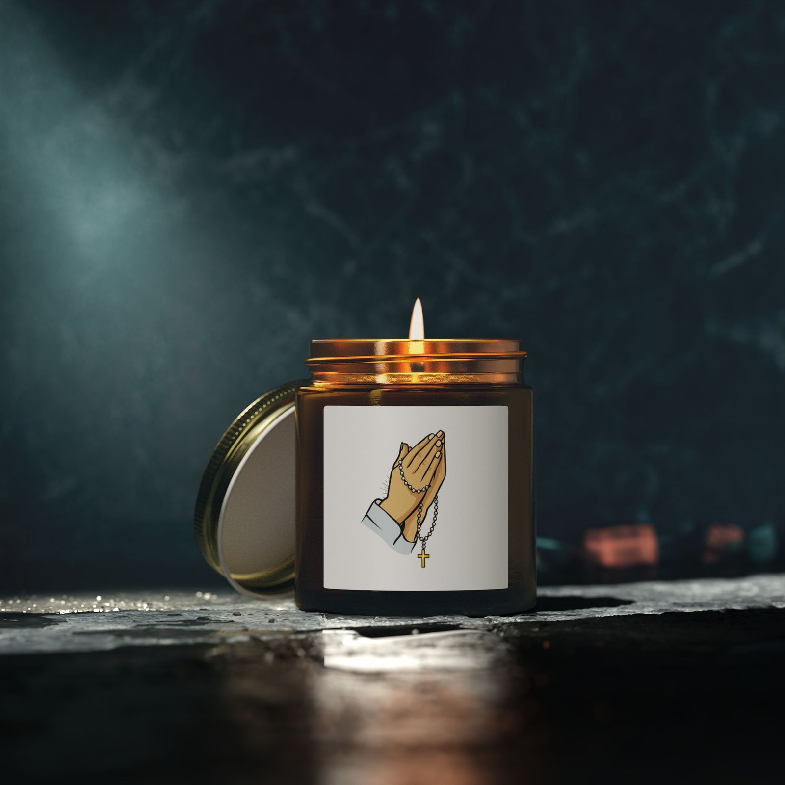 Praying Hands Coconut Apricot Candle — Scented Soy Jar (4oz & 9oz) - Image 64