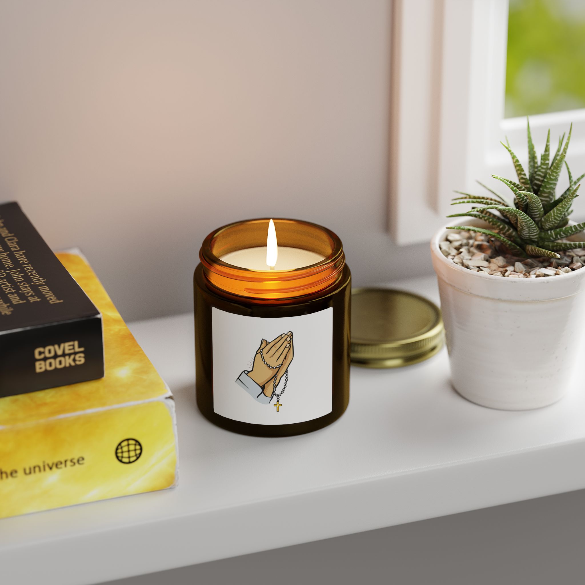 Praying Hands Coconut Apricot Candle — Scented Soy Jar (4oz & 9oz) - Image 55