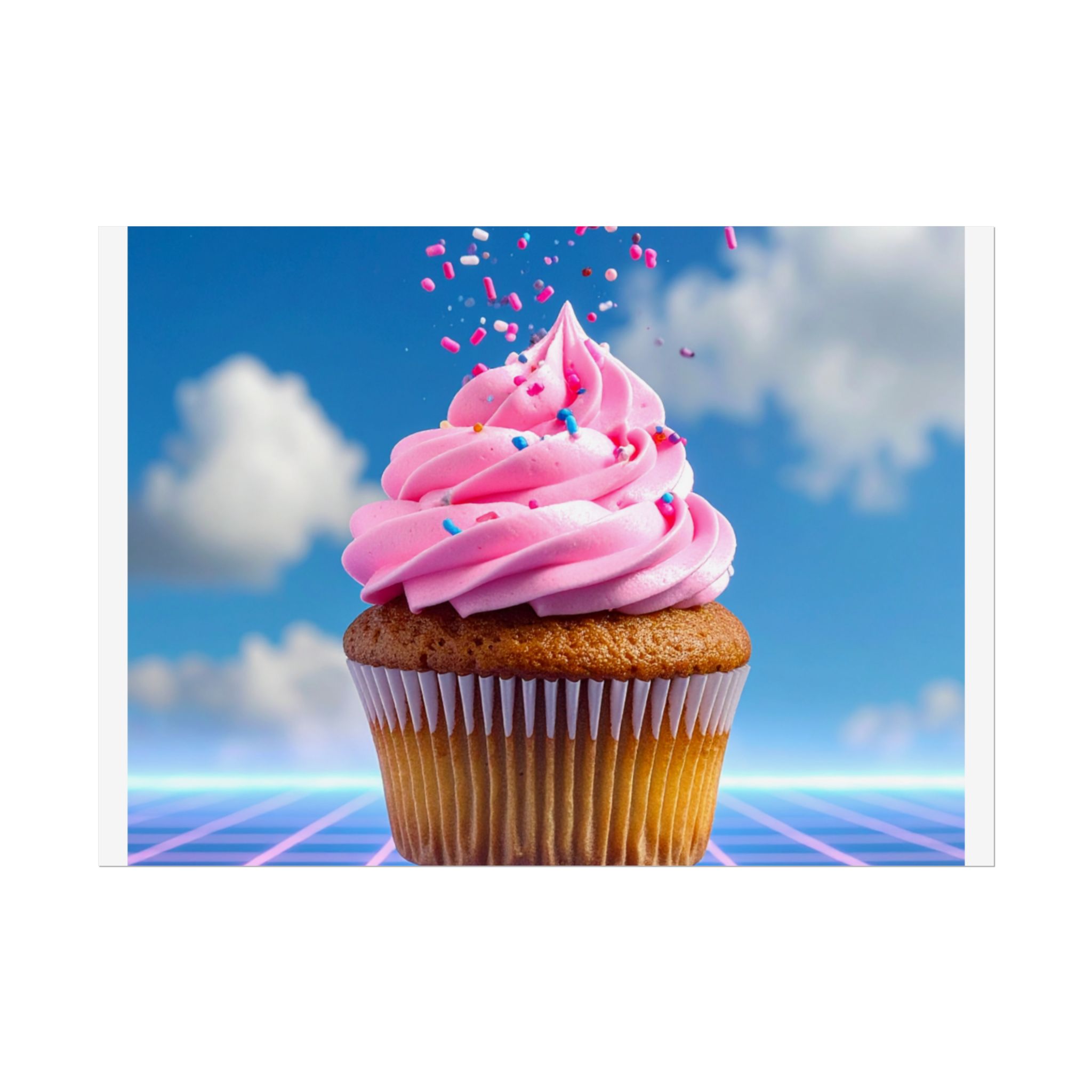 Cupcake Poster Print — Retro Vaporwave Dessert Wall Art (Rolled Poster) - Image 5