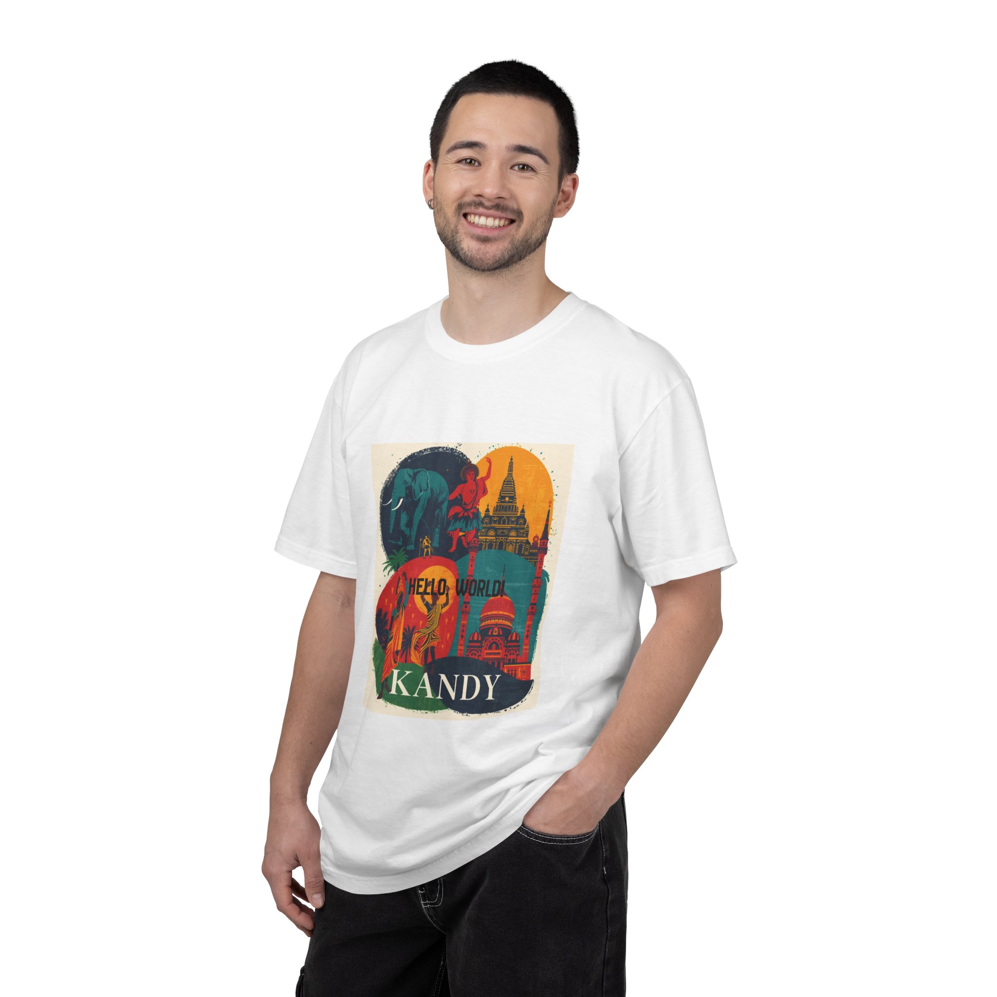 Kandy Sri Lanka Vintage Travel T-Shirt — 'Hello World' Retro Poster Tee - Image 4