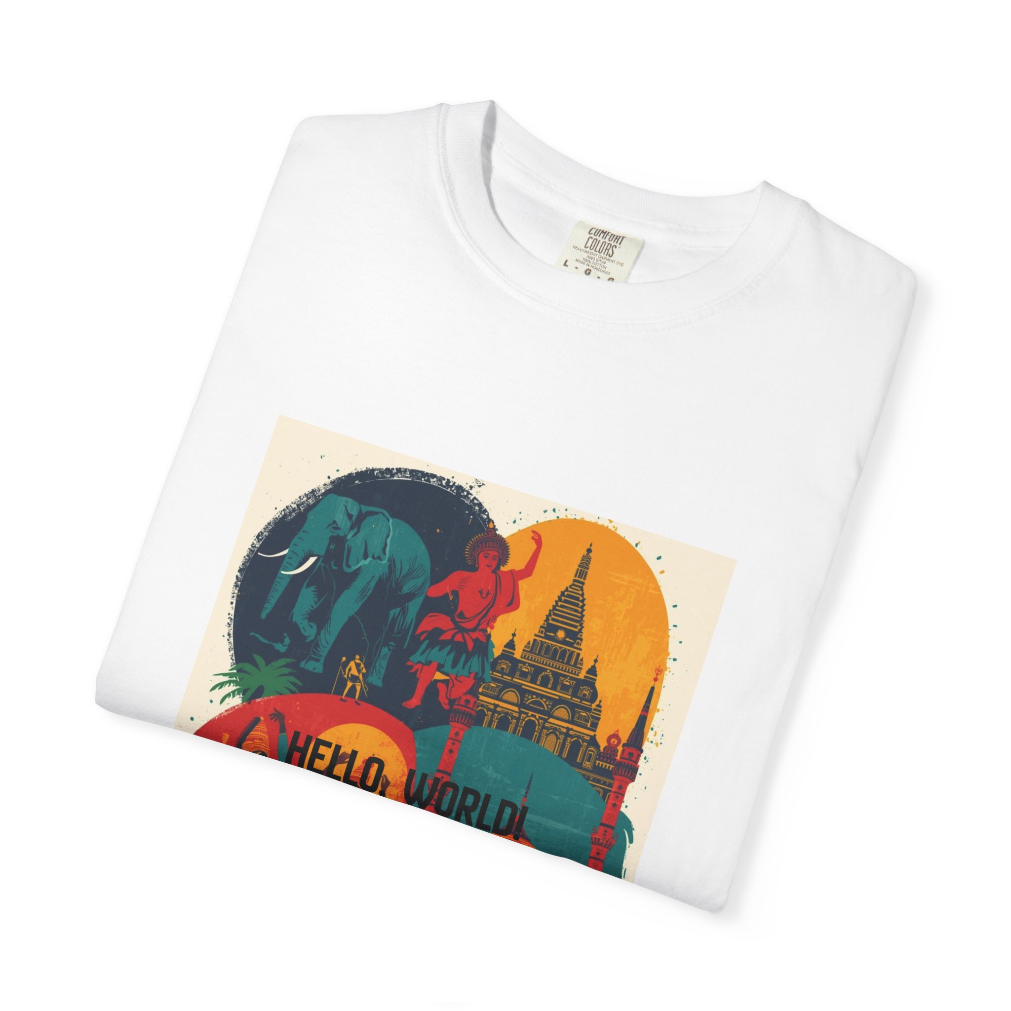 Kandy Sri Lanka Vintage Travel T-Shirt — 'Hello World' Retro Poster Tee - Image 3