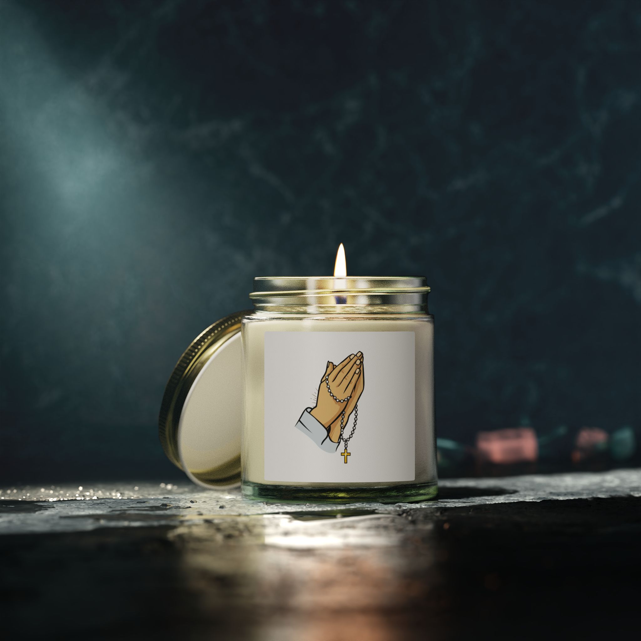 Praying Hands Coconut Apricot Candle — Scented Soy Jar (4oz & 9oz) - Image 72