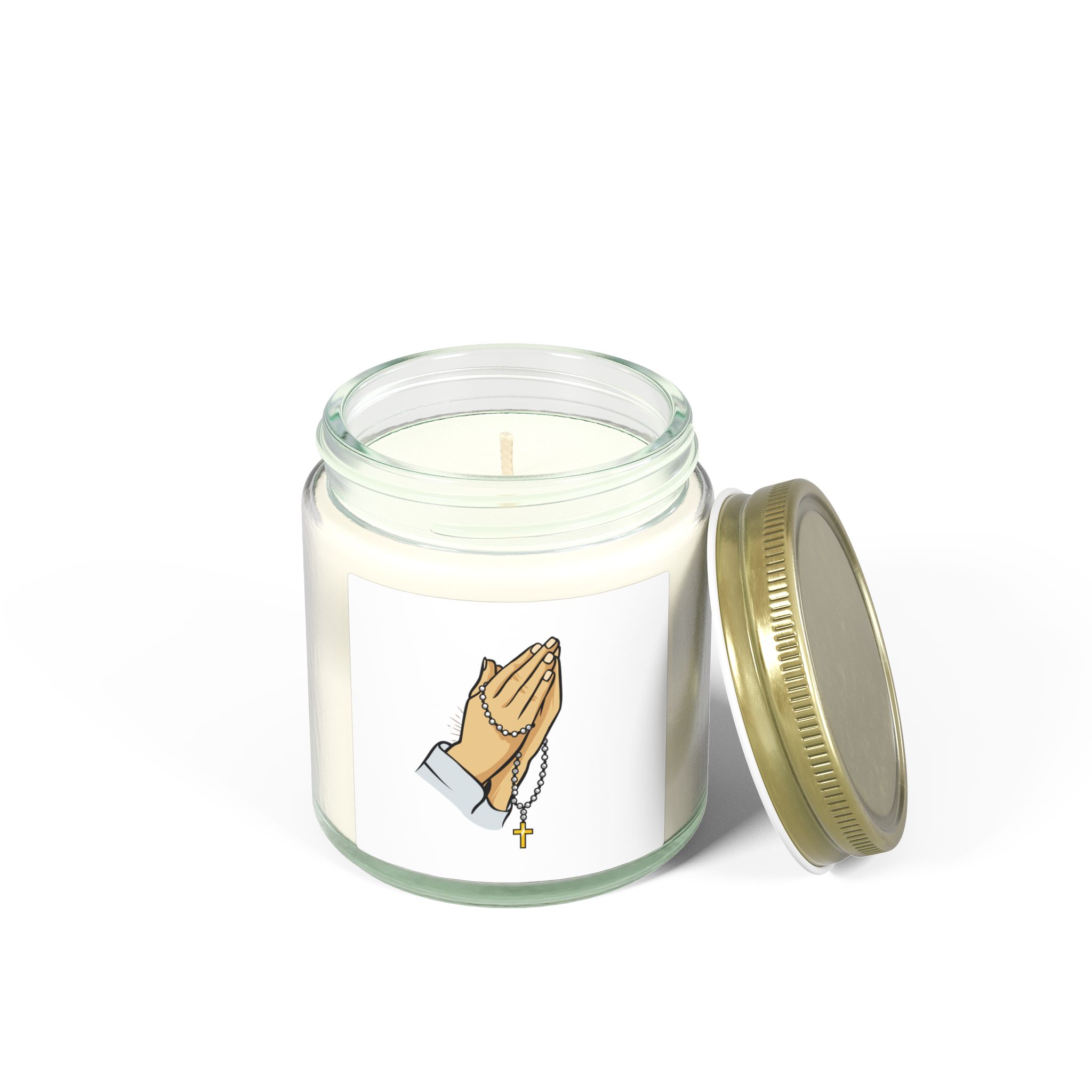 Praying Hands Coconut Apricot Candle — Scented Soy Jar (4oz & 9oz) - Image 10