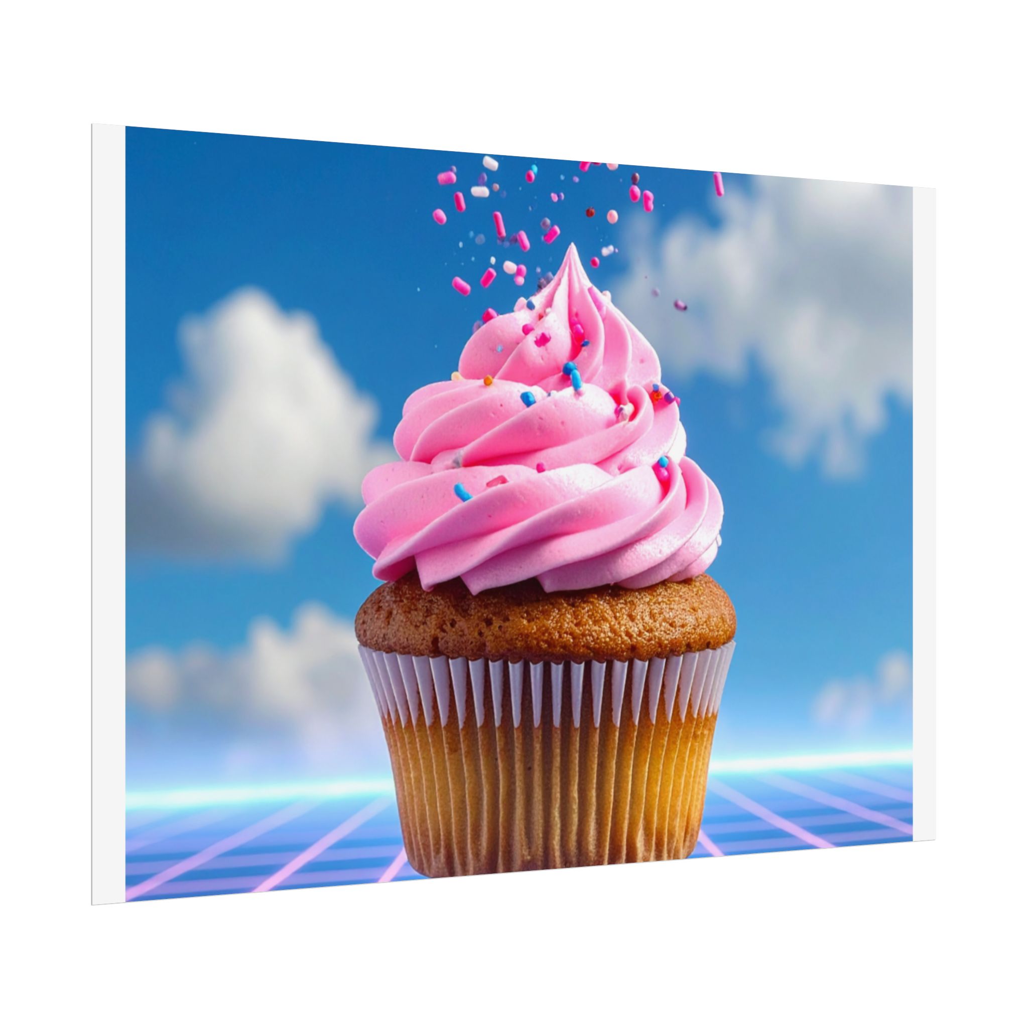 Cupcake Poster Print — Retro Vaporwave Dessert Wall Art (Rolled Poster) - Image 3