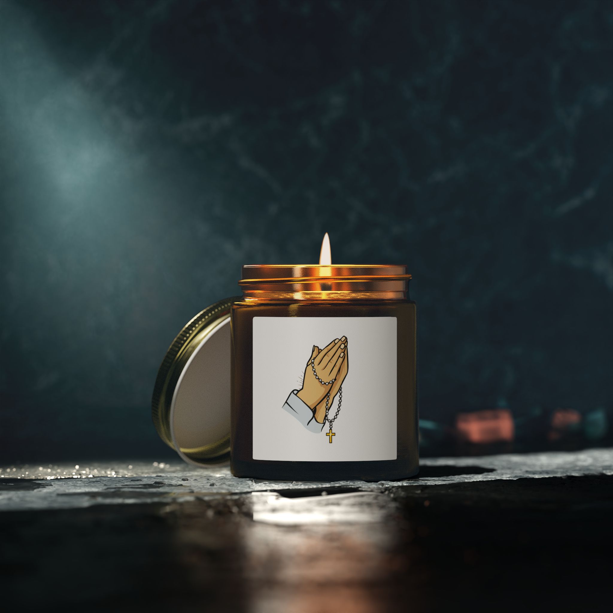 Praying Hands Coconut Apricot Candle — Scented Soy Jar (4oz & 9oz) - Image 40