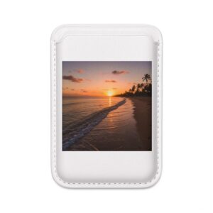 Sunset Beach Vegan MagSafe Wallet — Palm Tree Ocean Phone Card Holder