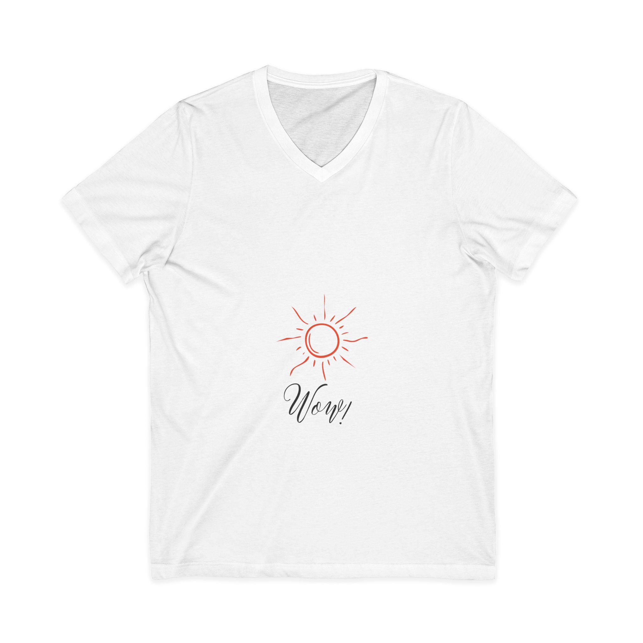 Sunshine 'Wow' V-Neck Tee – Minimal Sun Graphic Shirt