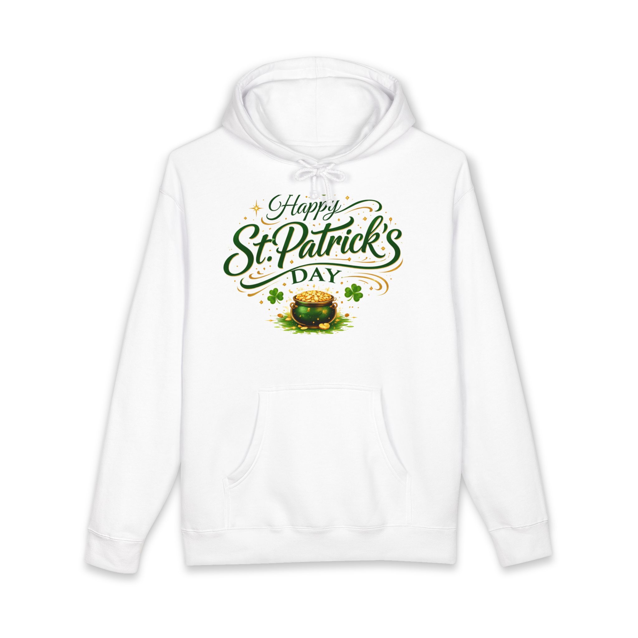 St. Patrick's Day Hoodie — "Happy St. Patrick's Day" Pot of Gold Sweatshirt