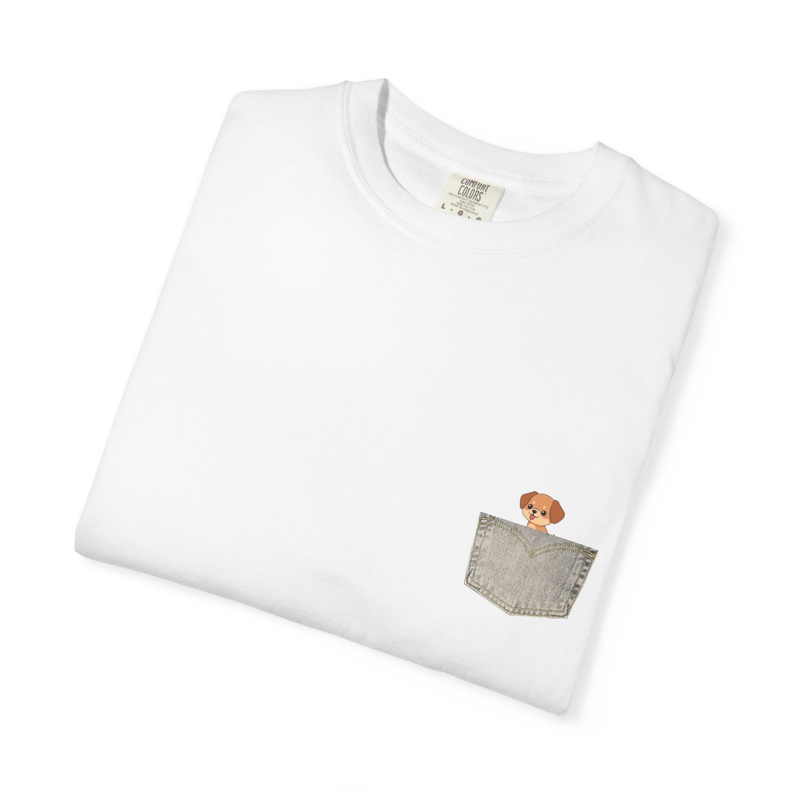 Pocket Pup T-Shirt — Cute Dog Peeking from Pocket Tee - Image 3