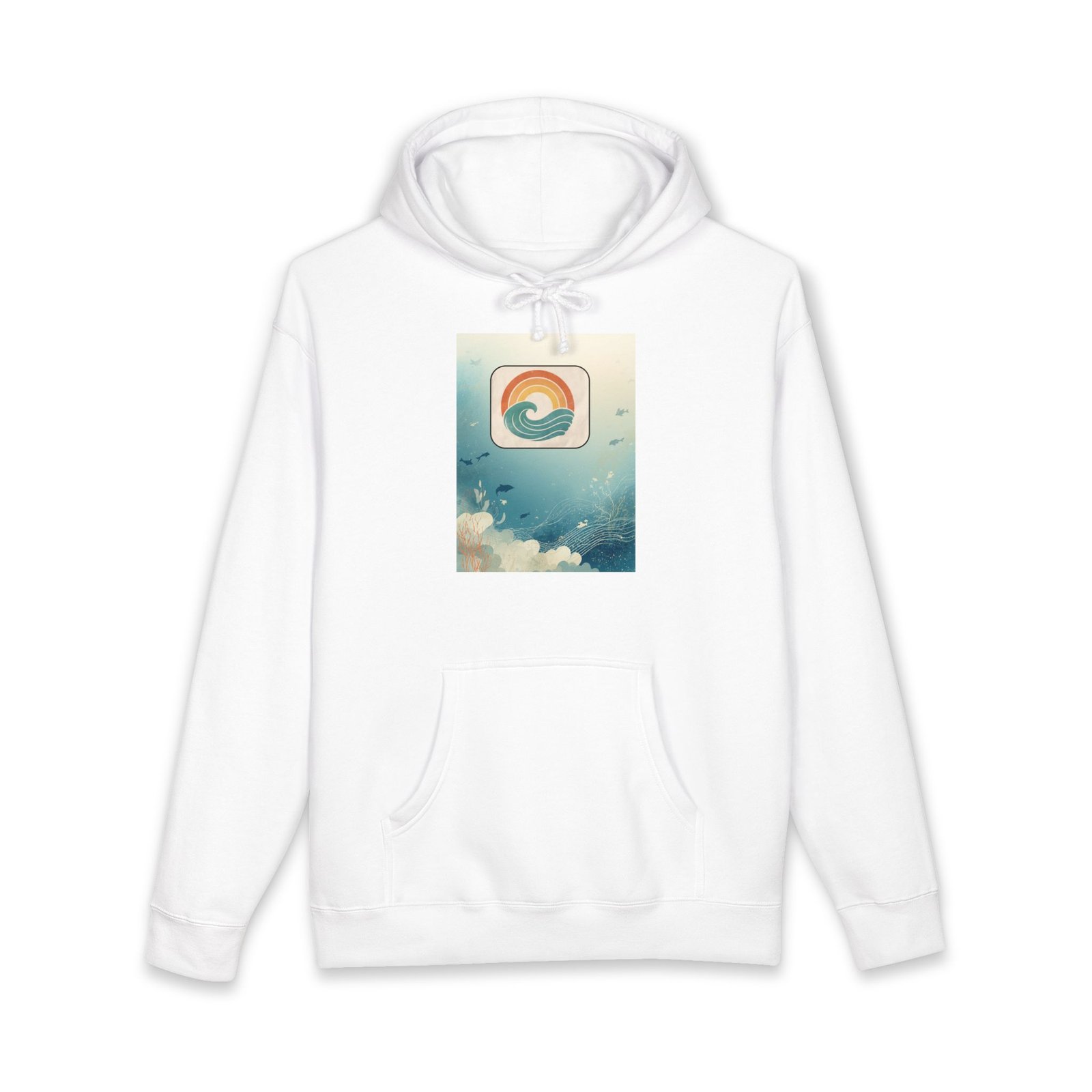Vintage Sunset Wave Hoodie — Retro Surf Graphic Pullover