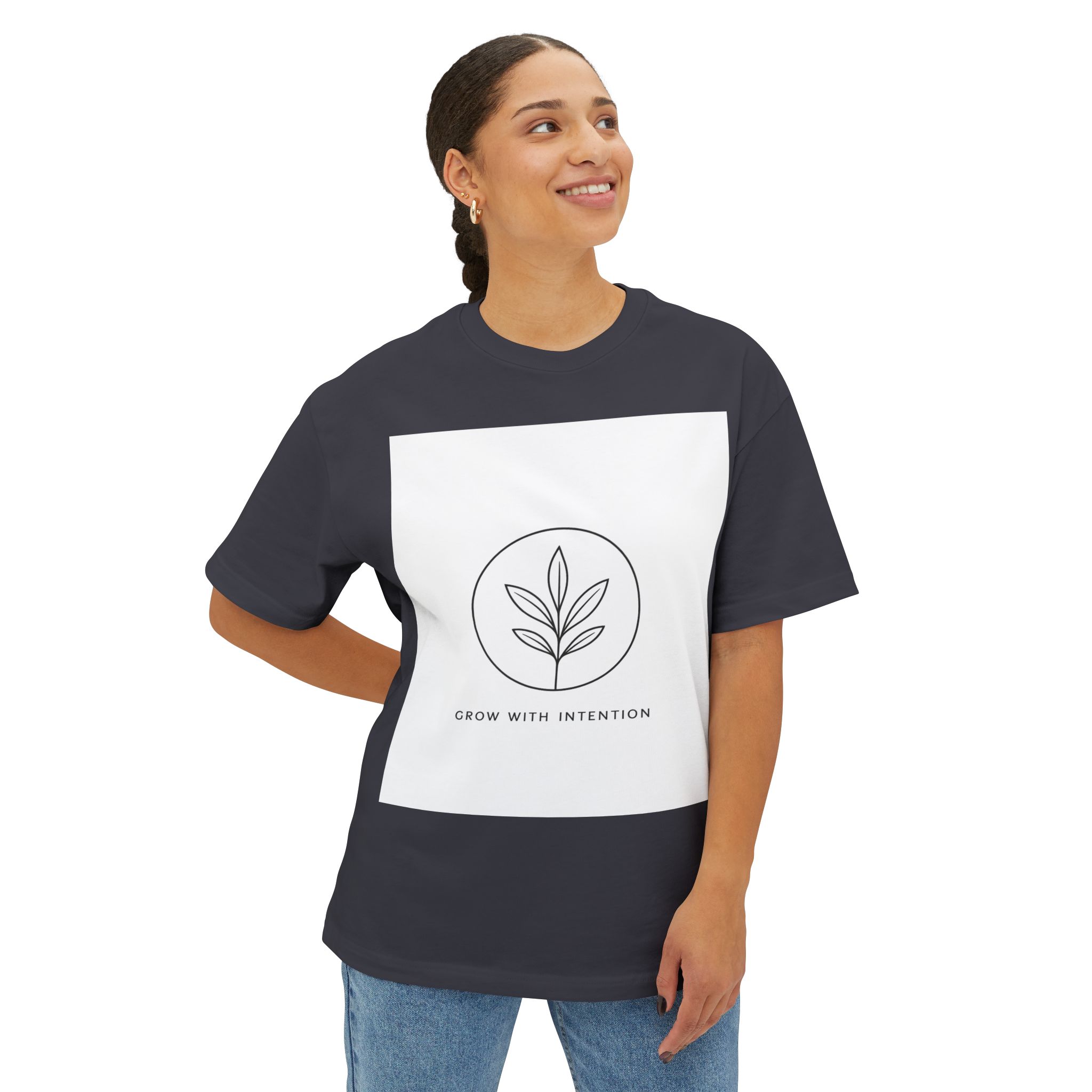 Minimal Plant Graphic Tee — "Grow With Kindness" Boxy Shirt - Image 15