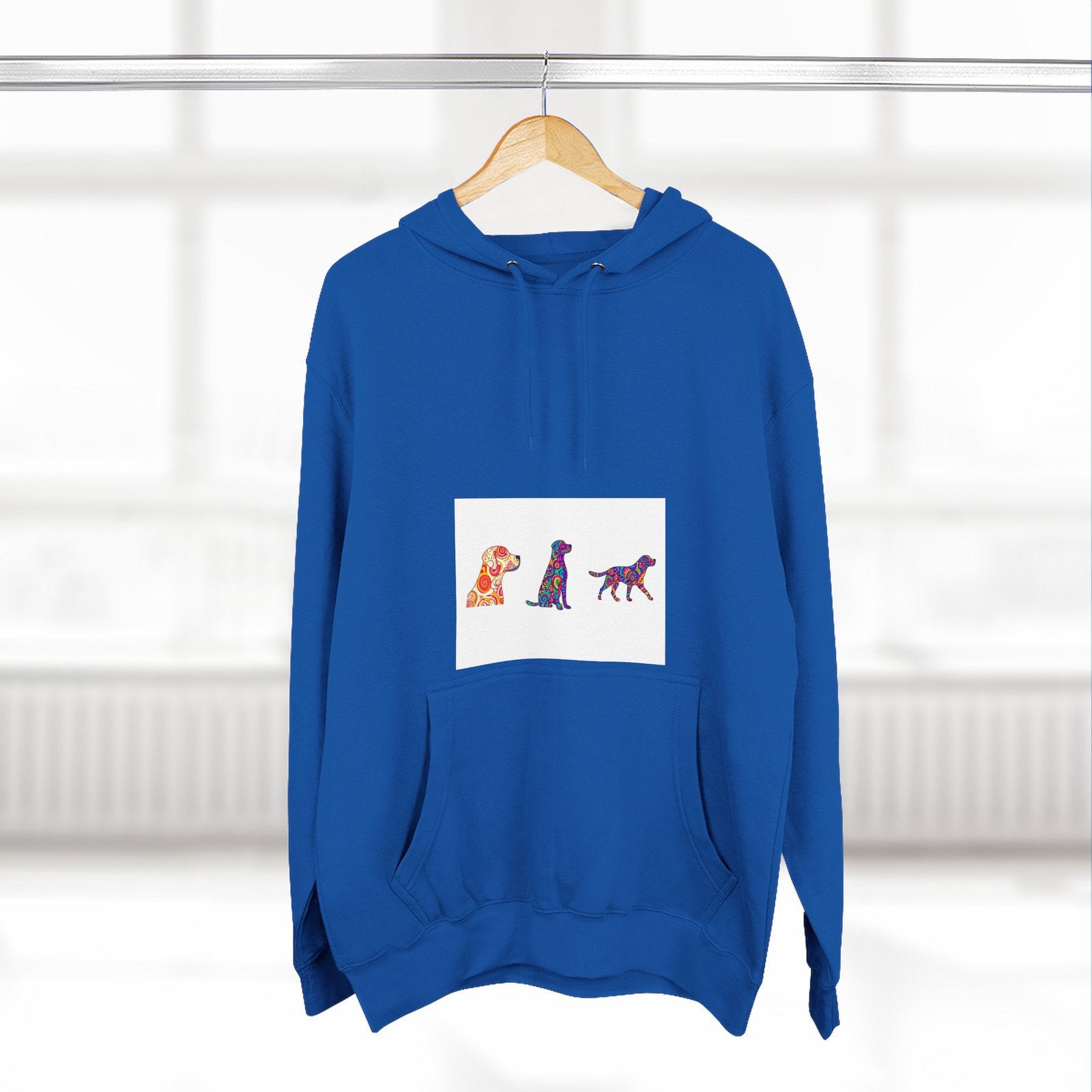 Dog Trio Hoodie — Colorful Watercolor Puppy Silhouette Fleece Sweatshirt - Image 8