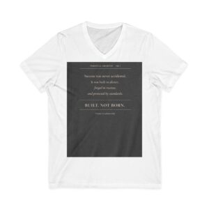Inspirational Quote V-Neck Tee — "Built, Not Born" Motivational Shirt