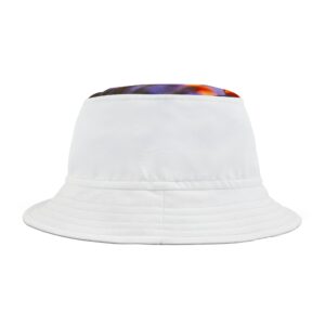 White Reversible Bucket Hat with Colorful Top Panel — Casual Summer Sun Hat