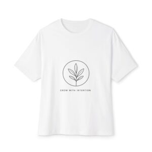 Minimal Plant Graphic Tee — "Grow With Kindness" Boxy Shirt