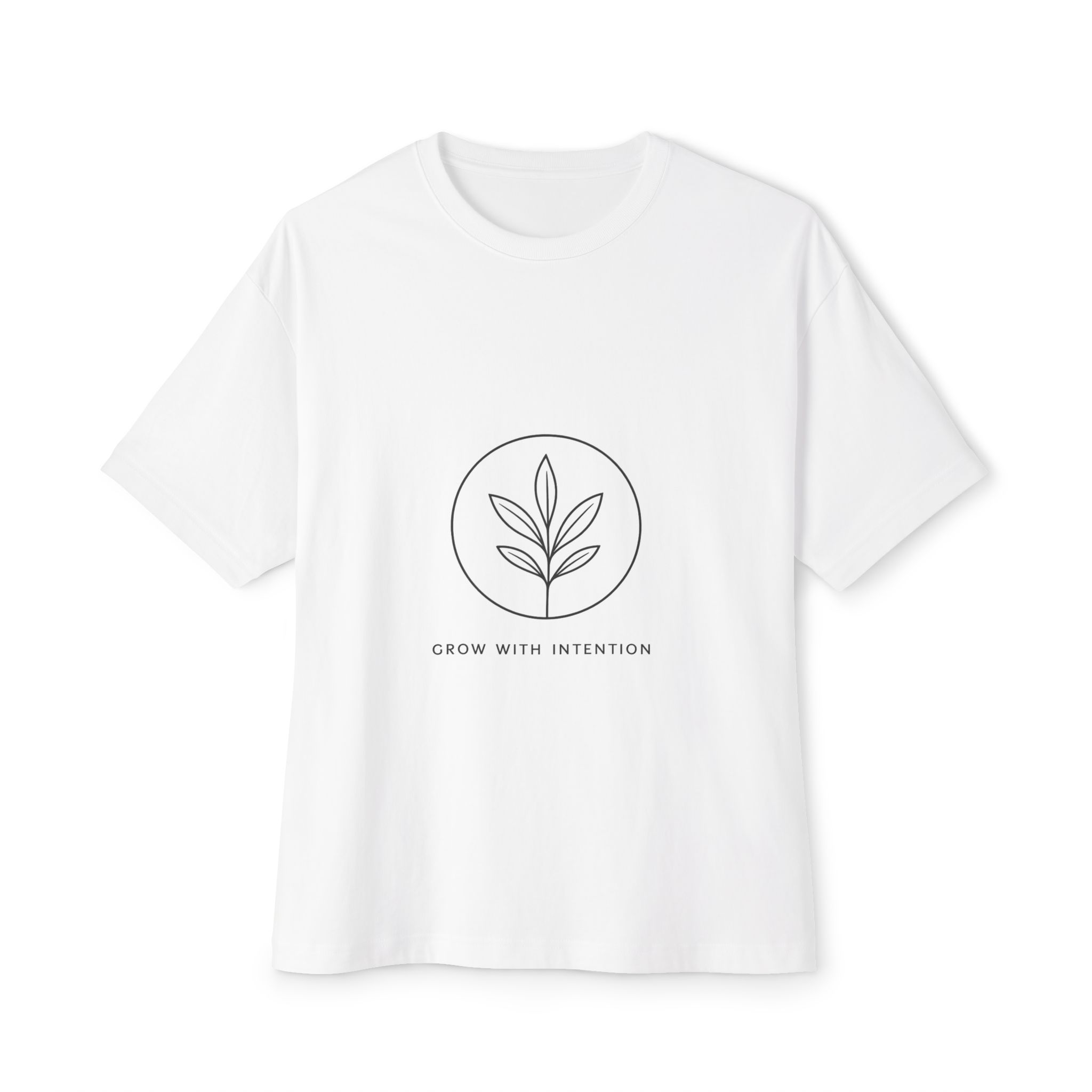 Minimal Plant Graphic Tee — "Grow With Kindness" Boxy Shirt