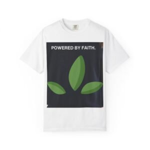 Powered by Faith T-Shirt — Christian Faith Tee with Leaf Graphic
