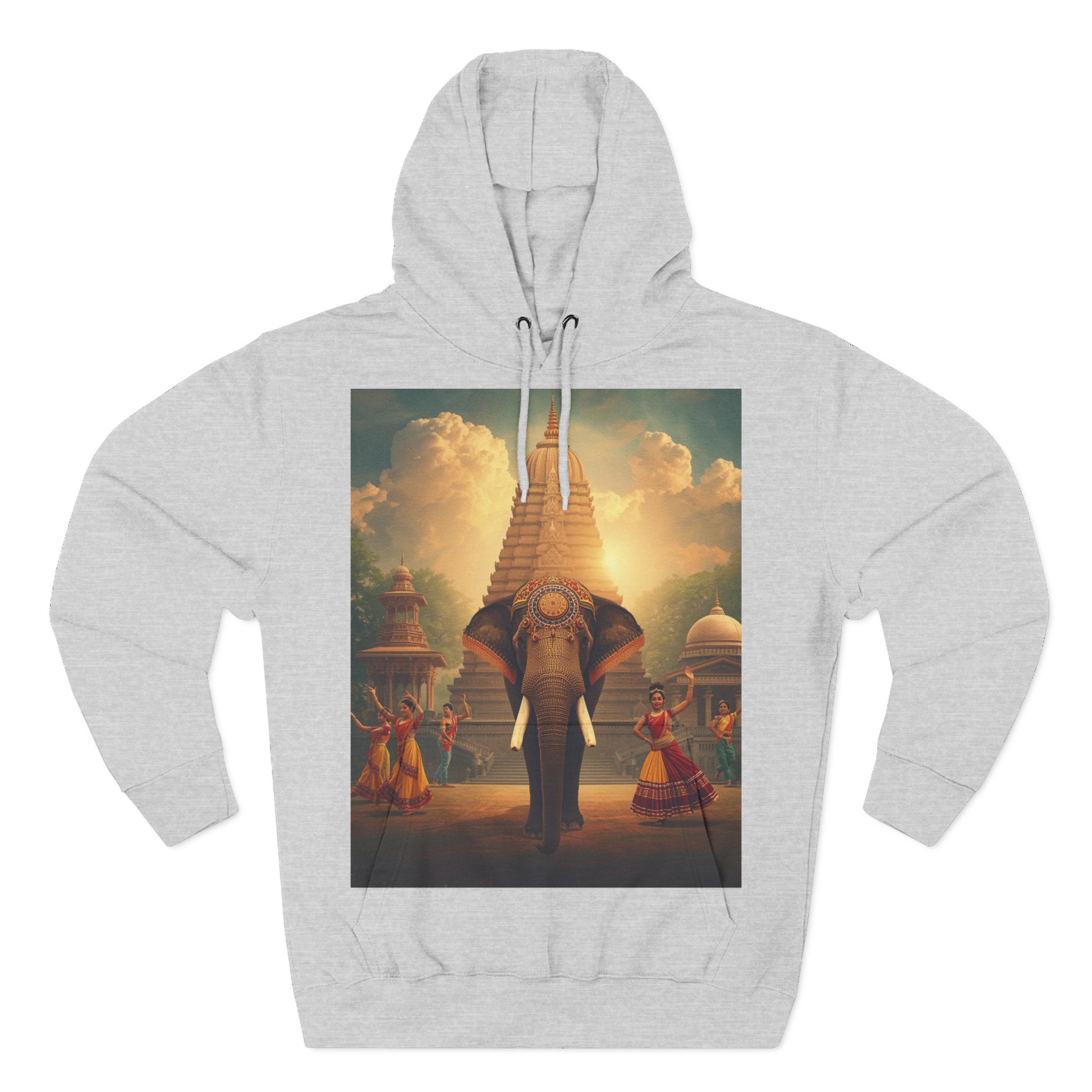 Elephant Temple Hoodie — Mythic Sunset Graphic Pullover