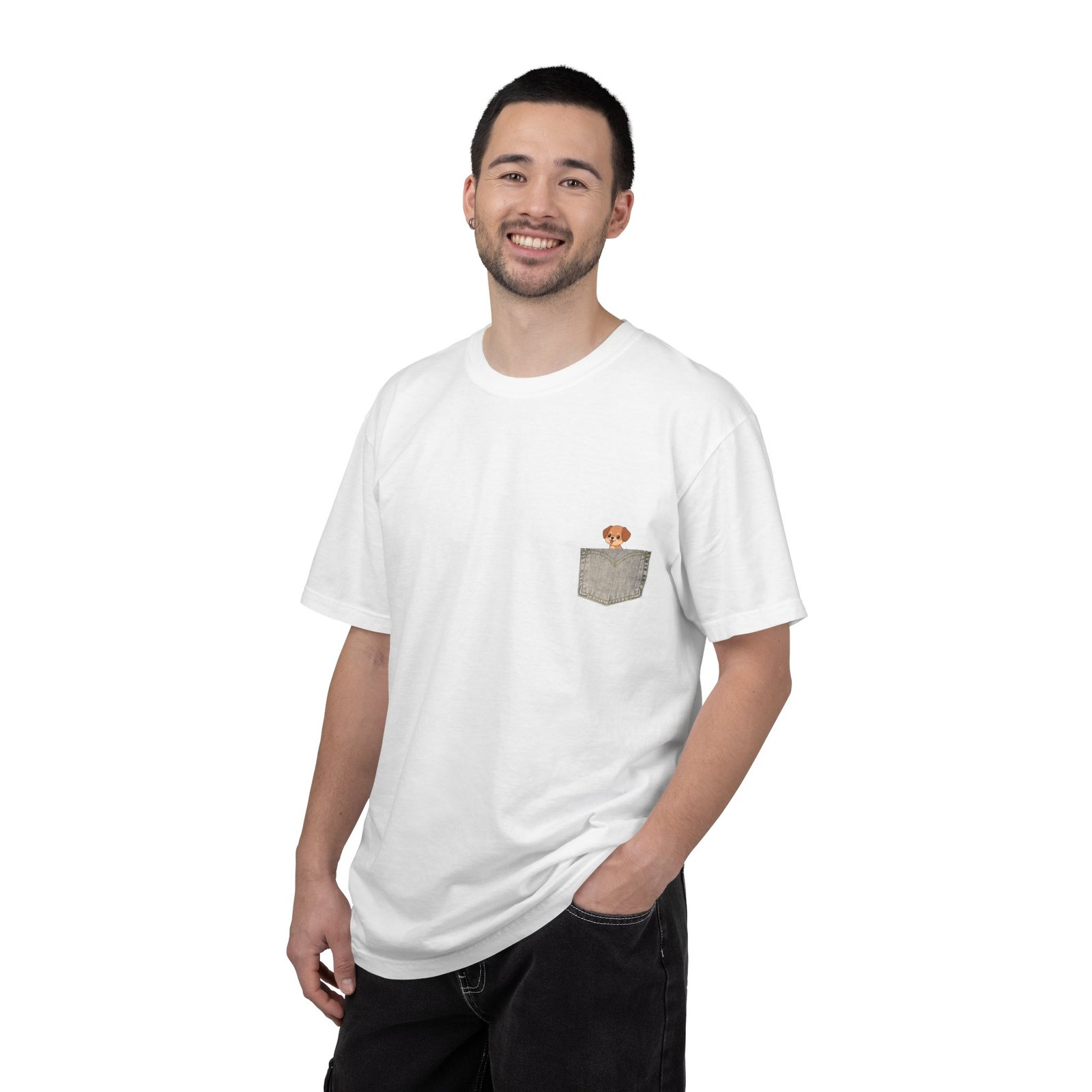 Pocket Pup T-Shirt — Cute Dog Peeking from Pocket Tee - Image 4
