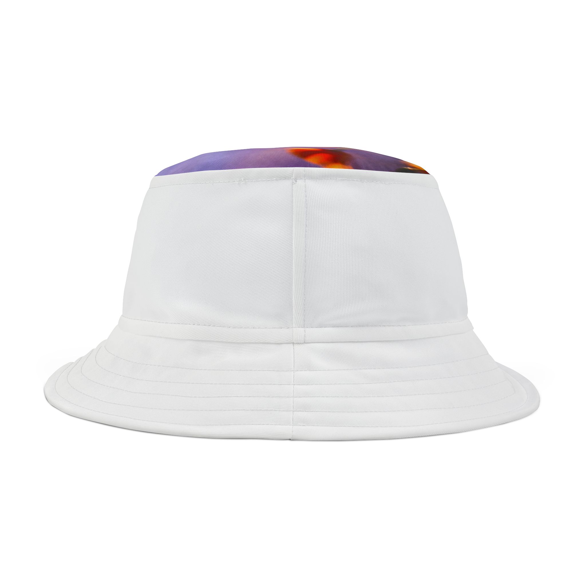 White Reversible Bucket Hat with Colorful Top Panel — Casual Summer Sun Hat - Image 3