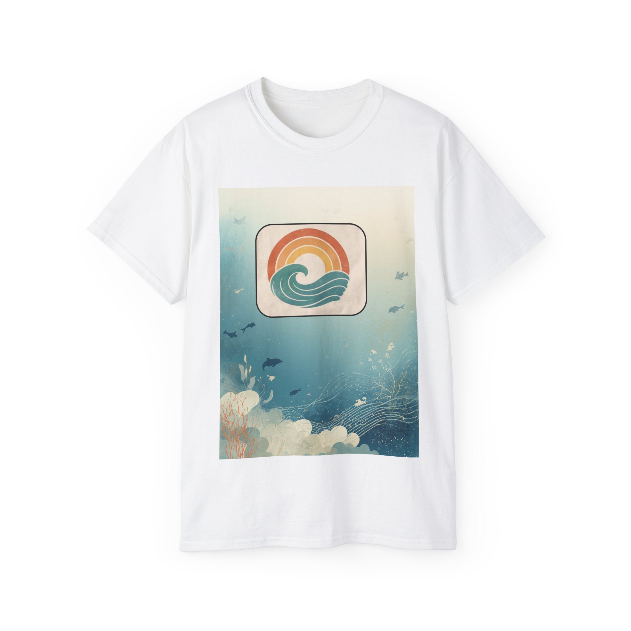 Retro Ocean Wave T-Shirt — Vintage Sunset Surf Graphic Tee