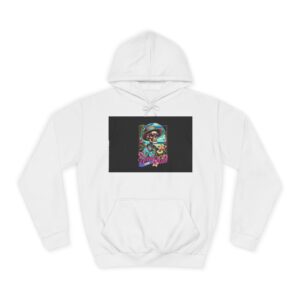 Retro Gamer Skull Hoodie — Neon Arcade Graphic College Sweatshirt