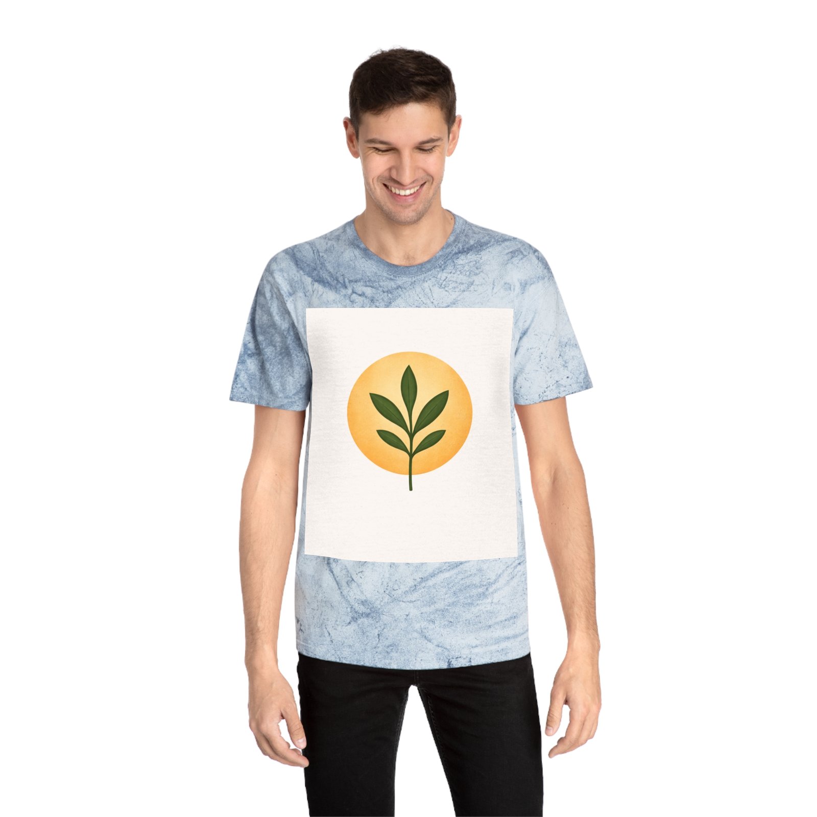 Golden Leaf Tee — Vintage Tie-Dye Plant Graphic T-Shirt - Image 15