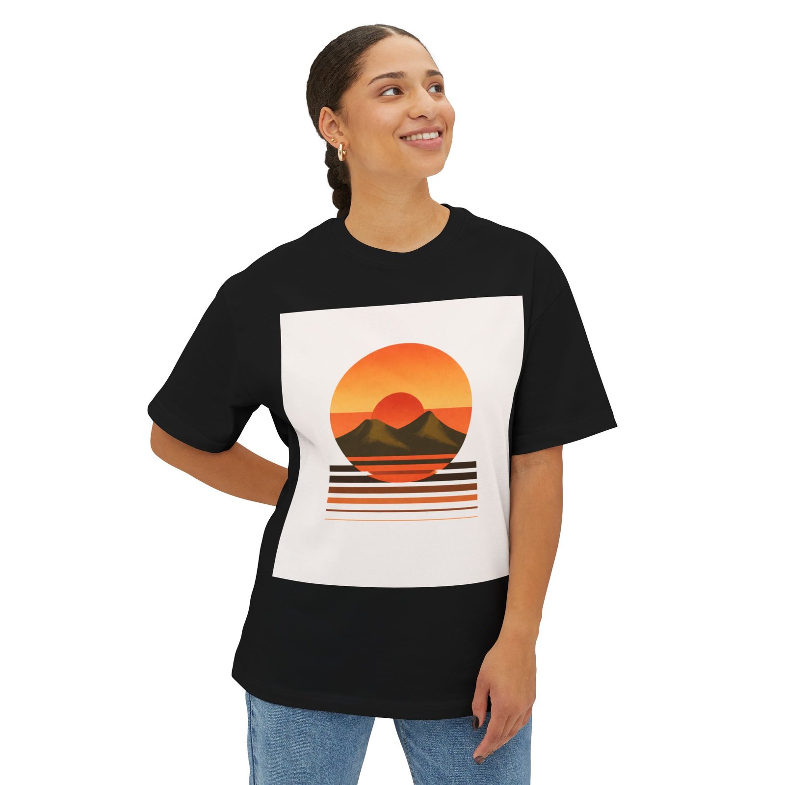 Sunset Mountains Boxy Tee - Image 7