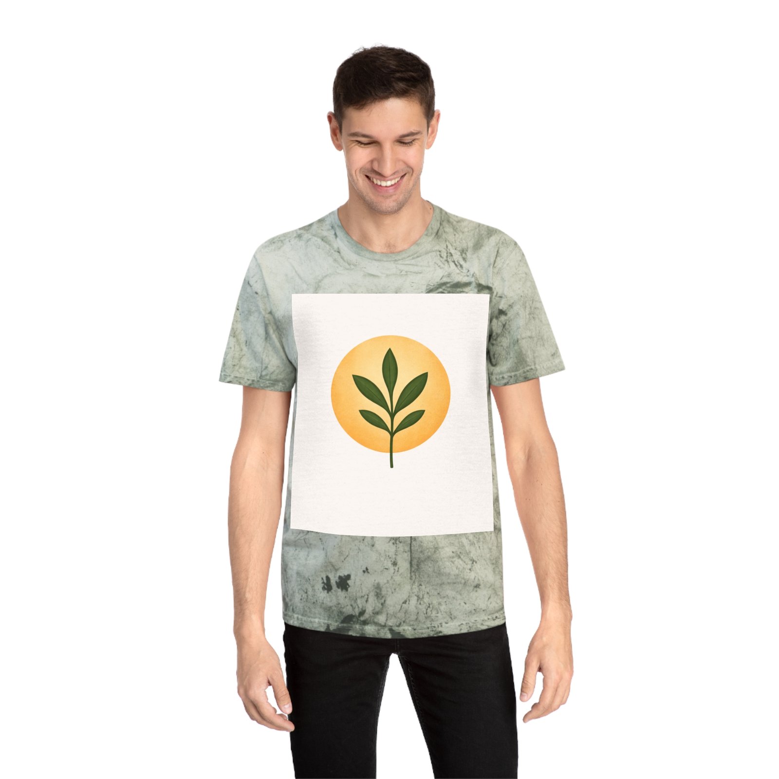 Golden Leaf Tee — Vintage Tie-Dye Plant Graphic T-Shirt - Image 11