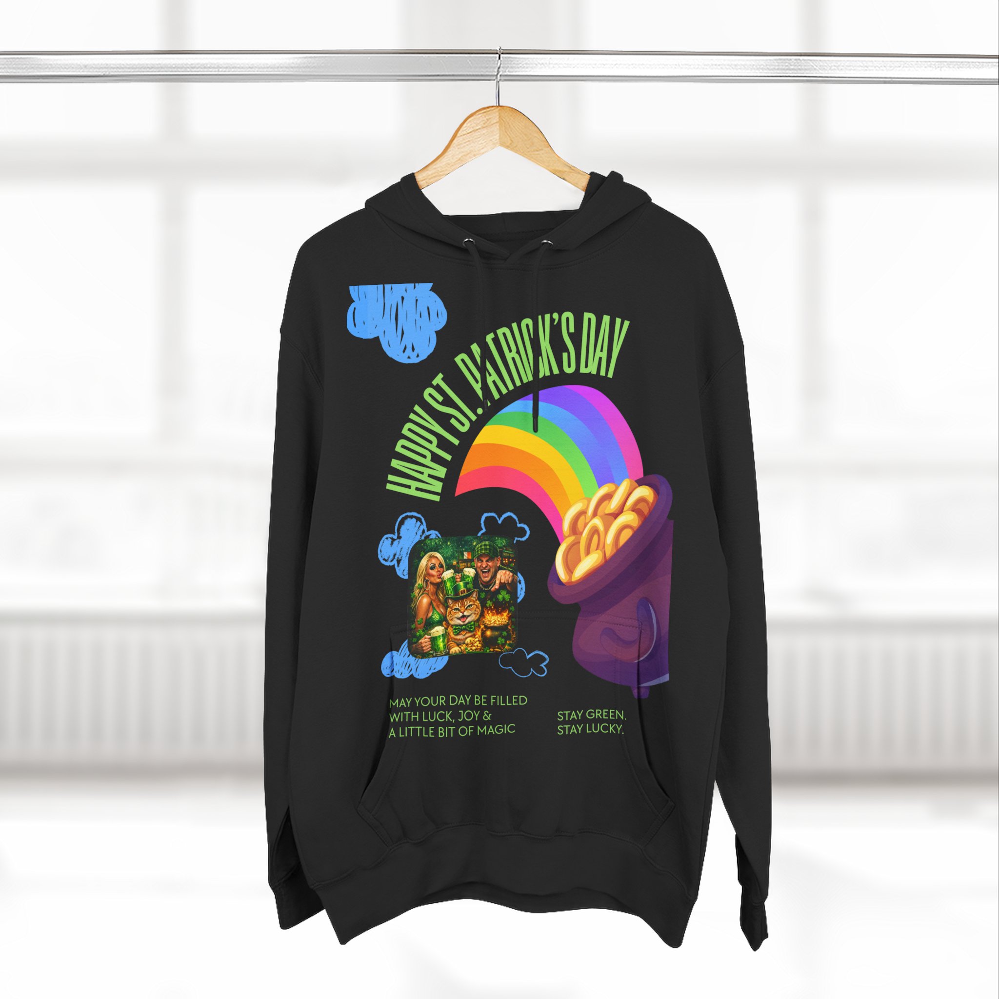 St. Patrick’s Day Rainbow Pot of Gold Hoodie — Lucky Leprechaun Graphic Fleece - Image 8