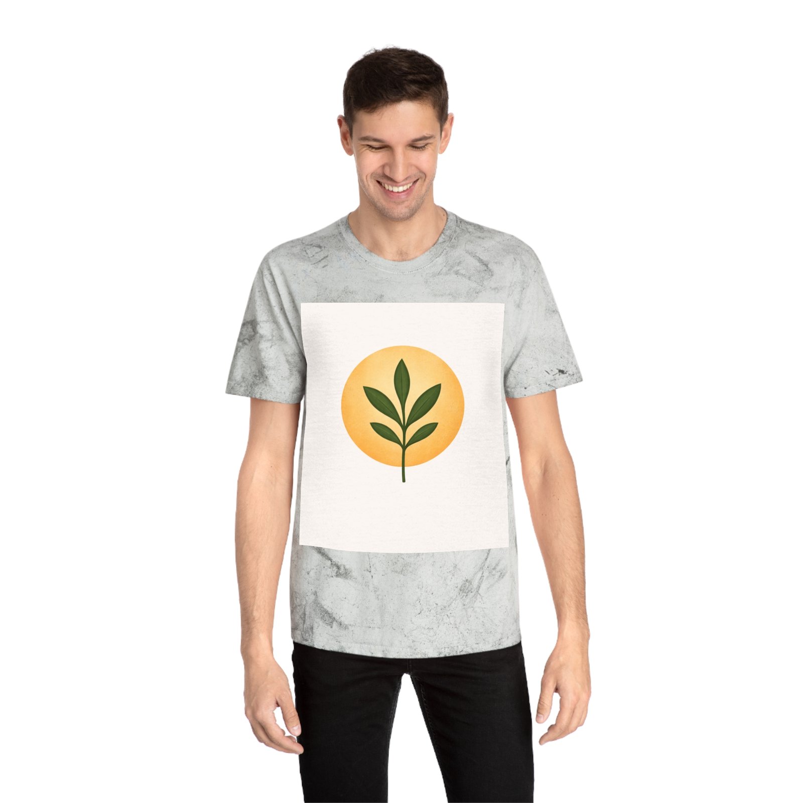 Golden Leaf Tee — Vintage Tie-Dye Plant Graphic T-Shirt - Image 7