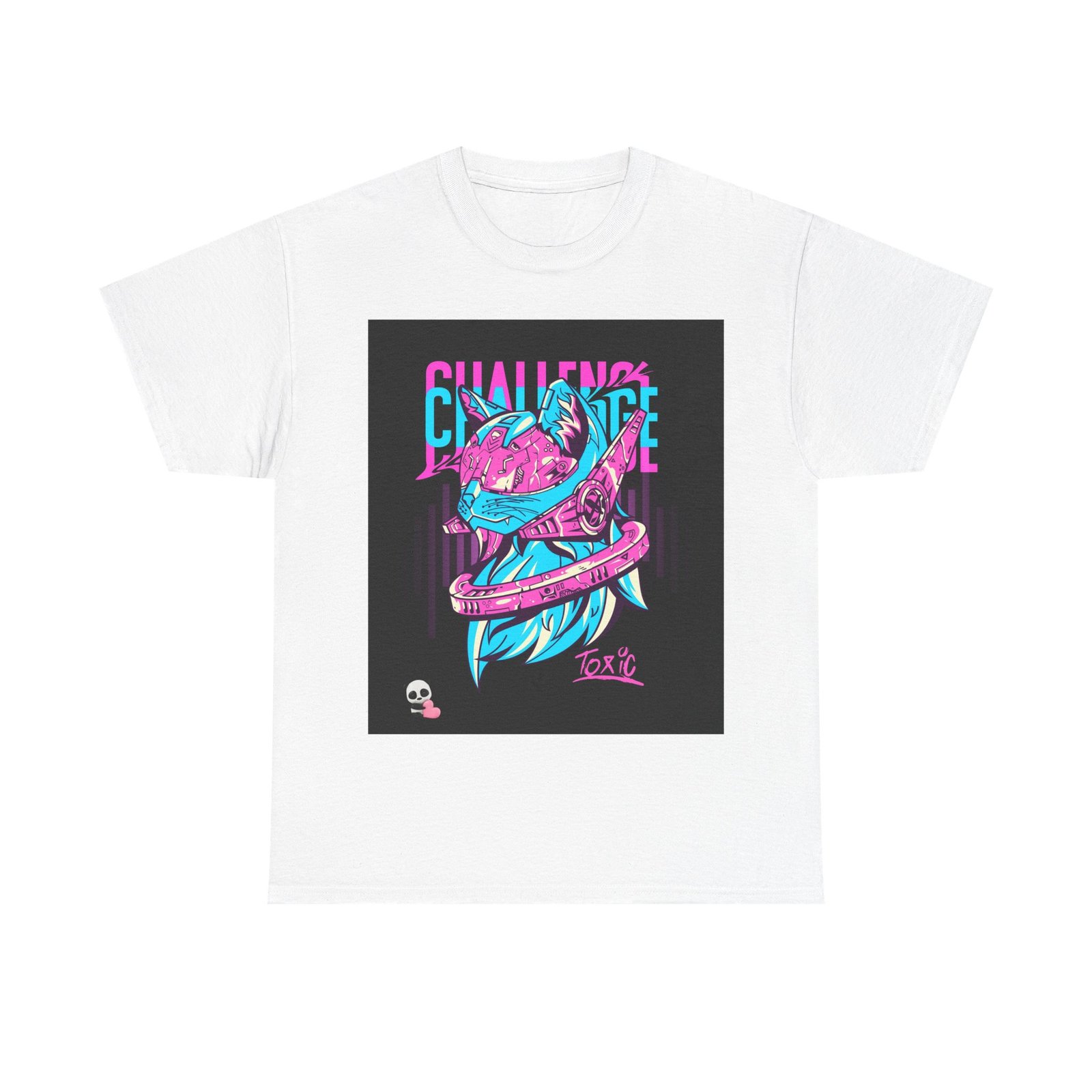T-Shirt — Neon Snake Heart Graphic Tee (“Challenge Accepted”)