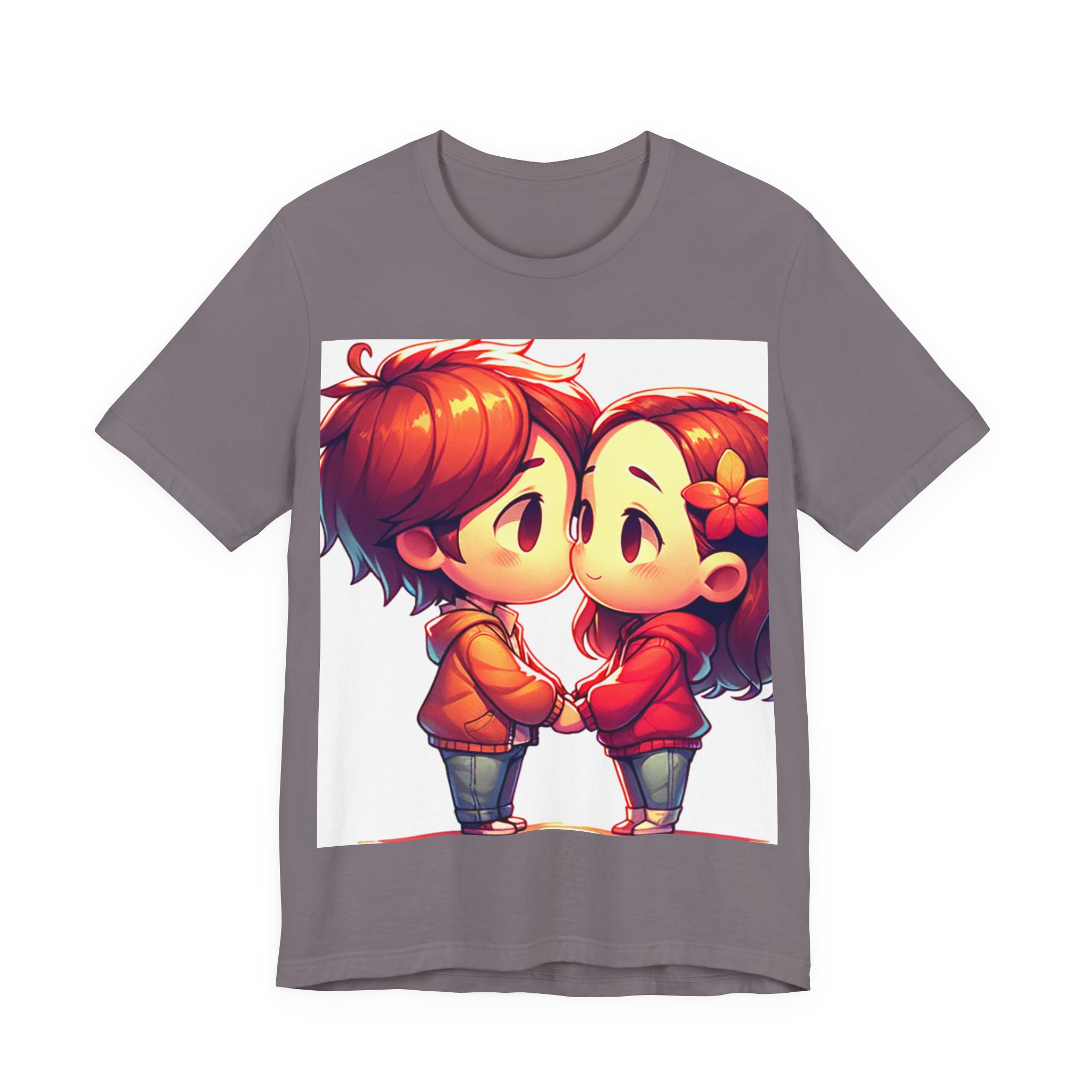 Cute Couple Cartoon Tee — Holding Hands Chibi Romance T-Shirt - Image 5