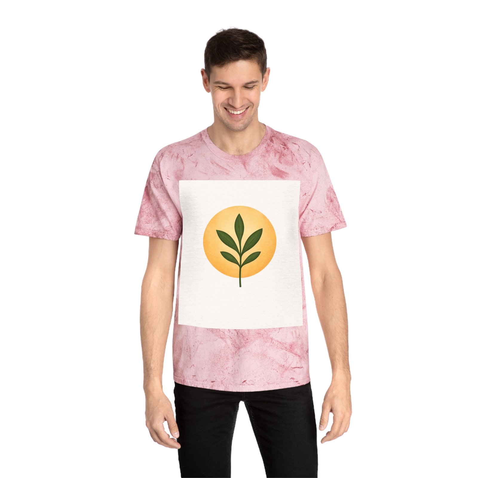 Golden Leaf Tee — Vintage Tie-Dye Plant Graphic T-Shirt - Image 23