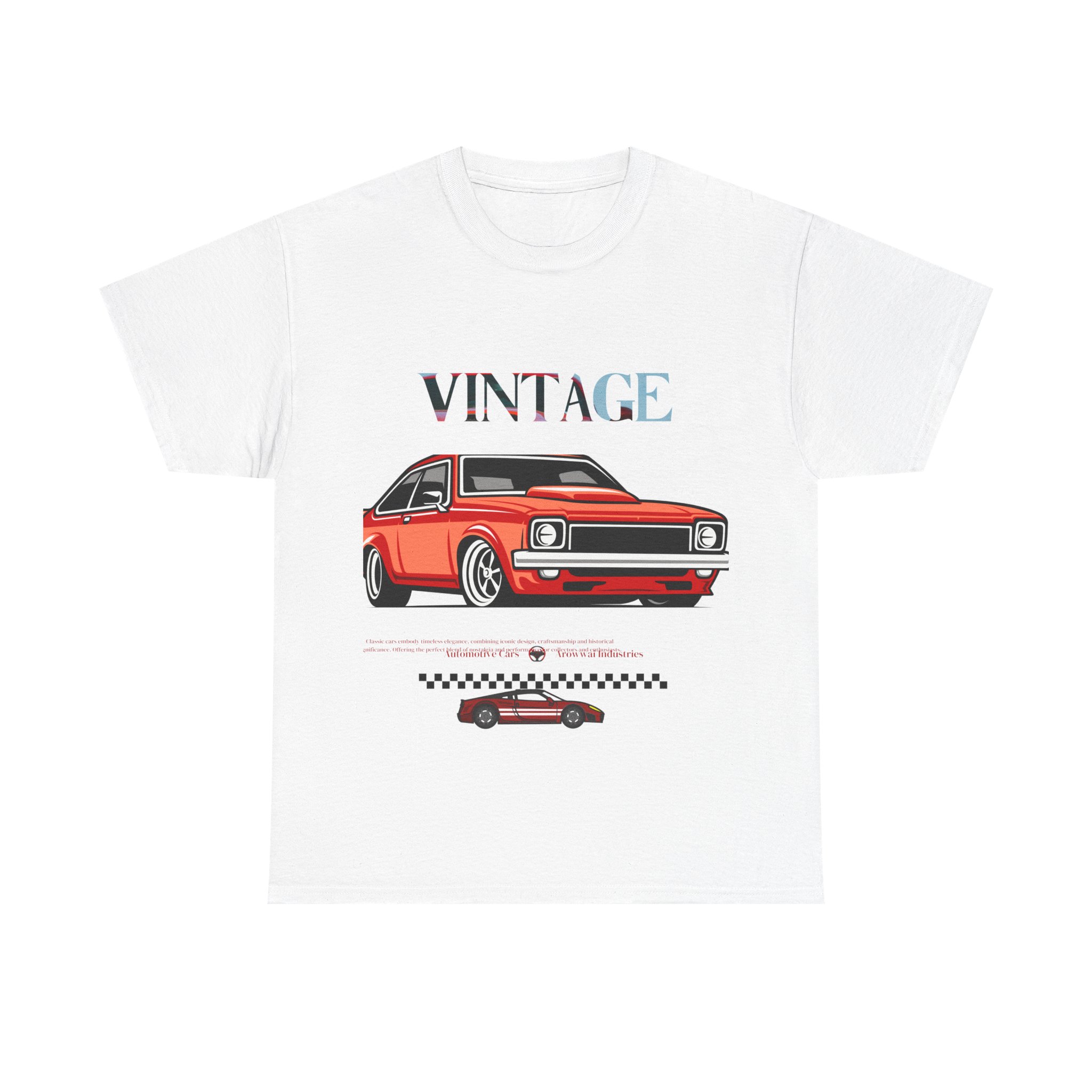 Vintage Red Muscle Car T-Shirt — Retro Classic Car Tee for Auto Enthusiasts