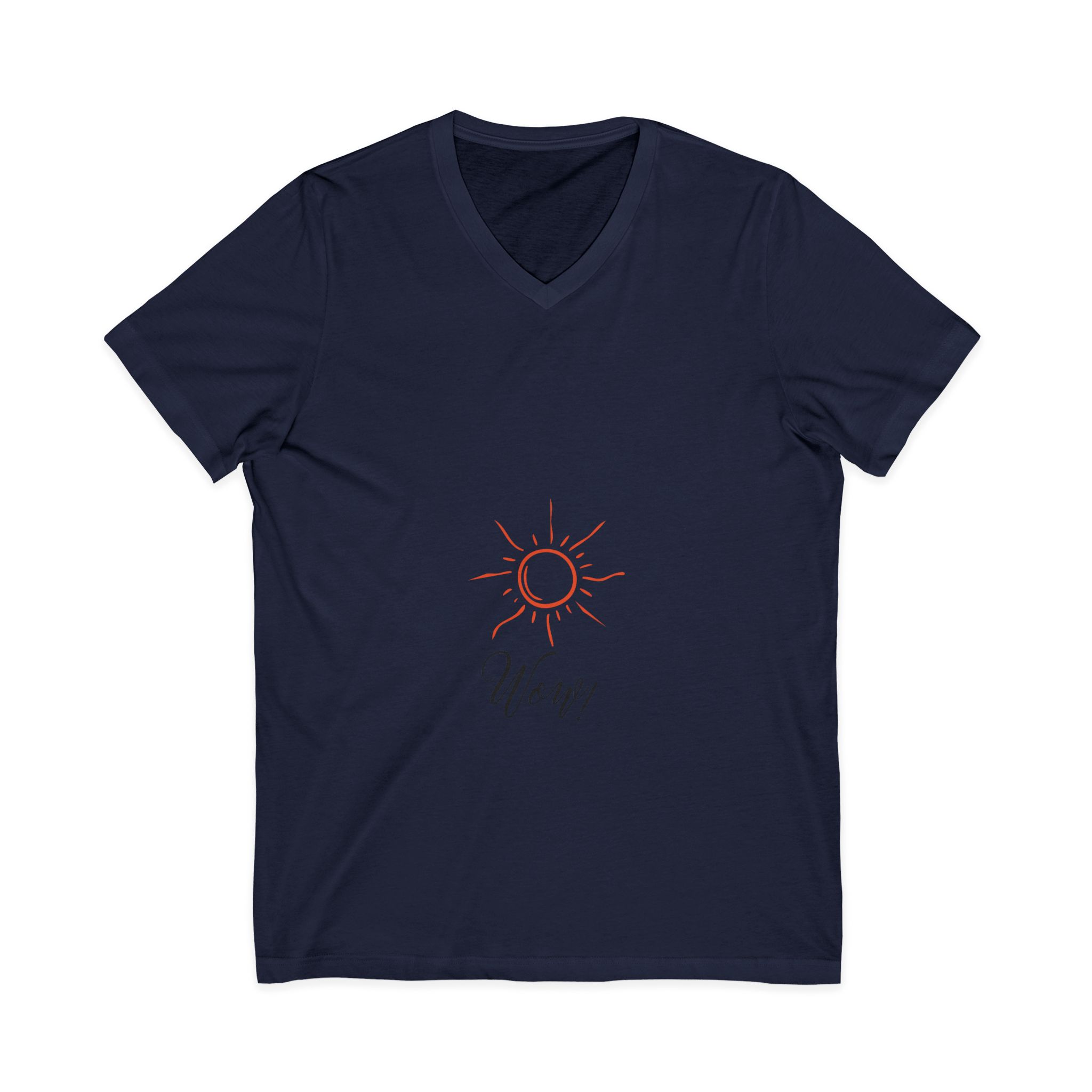 Sunshine 'Wow' V-Neck Tee – Minimal Sun Graphic Shirt - Image 21