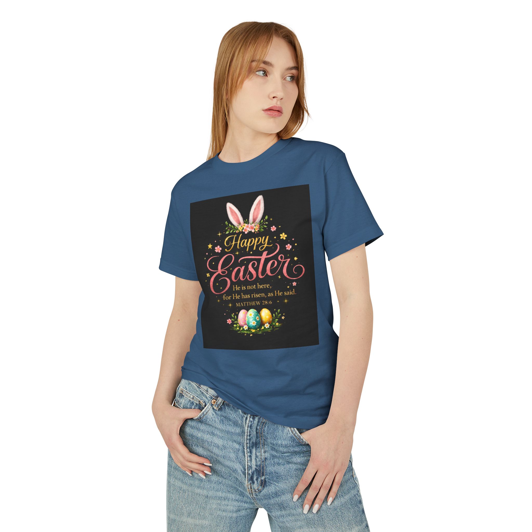 Easter Bunny Vibes Tee – Pastel "Thanks" Graphic Cotton T-Shirt - Image 16