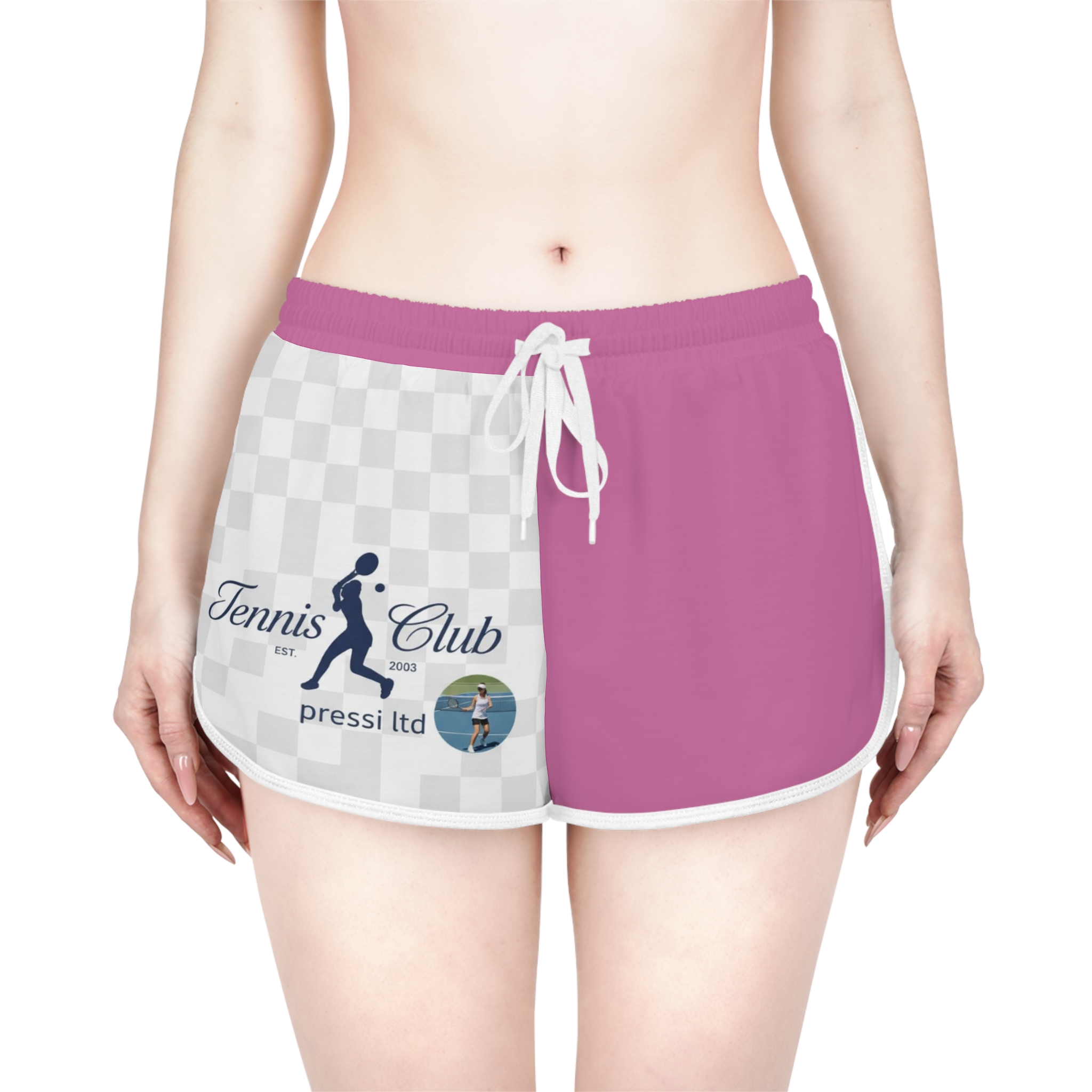 Tennis Club Women's Relaxed Shorts — Pink Athletic Running & Tennis Shorts with Logo - Image 3