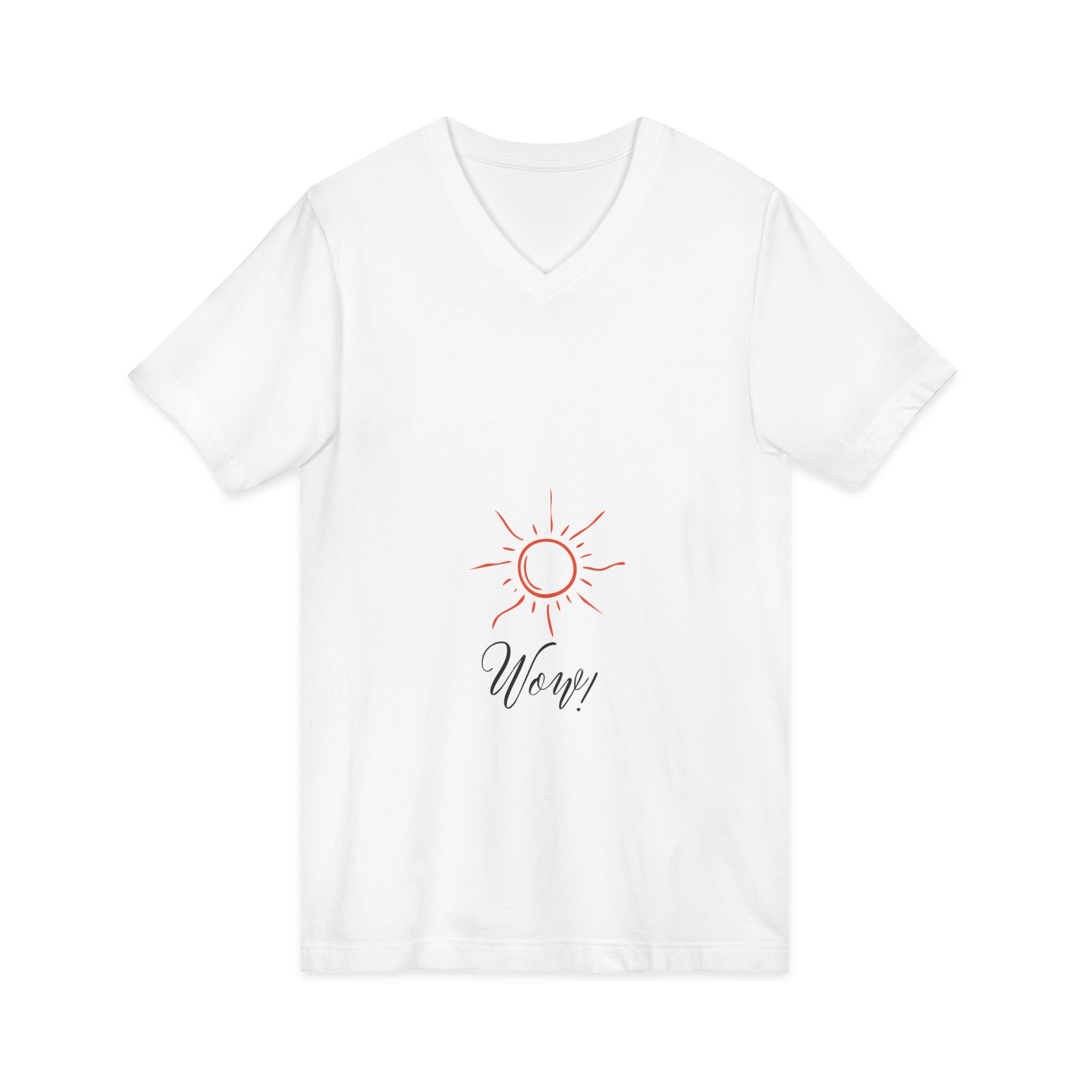 Sunshine 'Wow' V-Neck Tee – Minimal Sun Graphic Shirt - Image 3