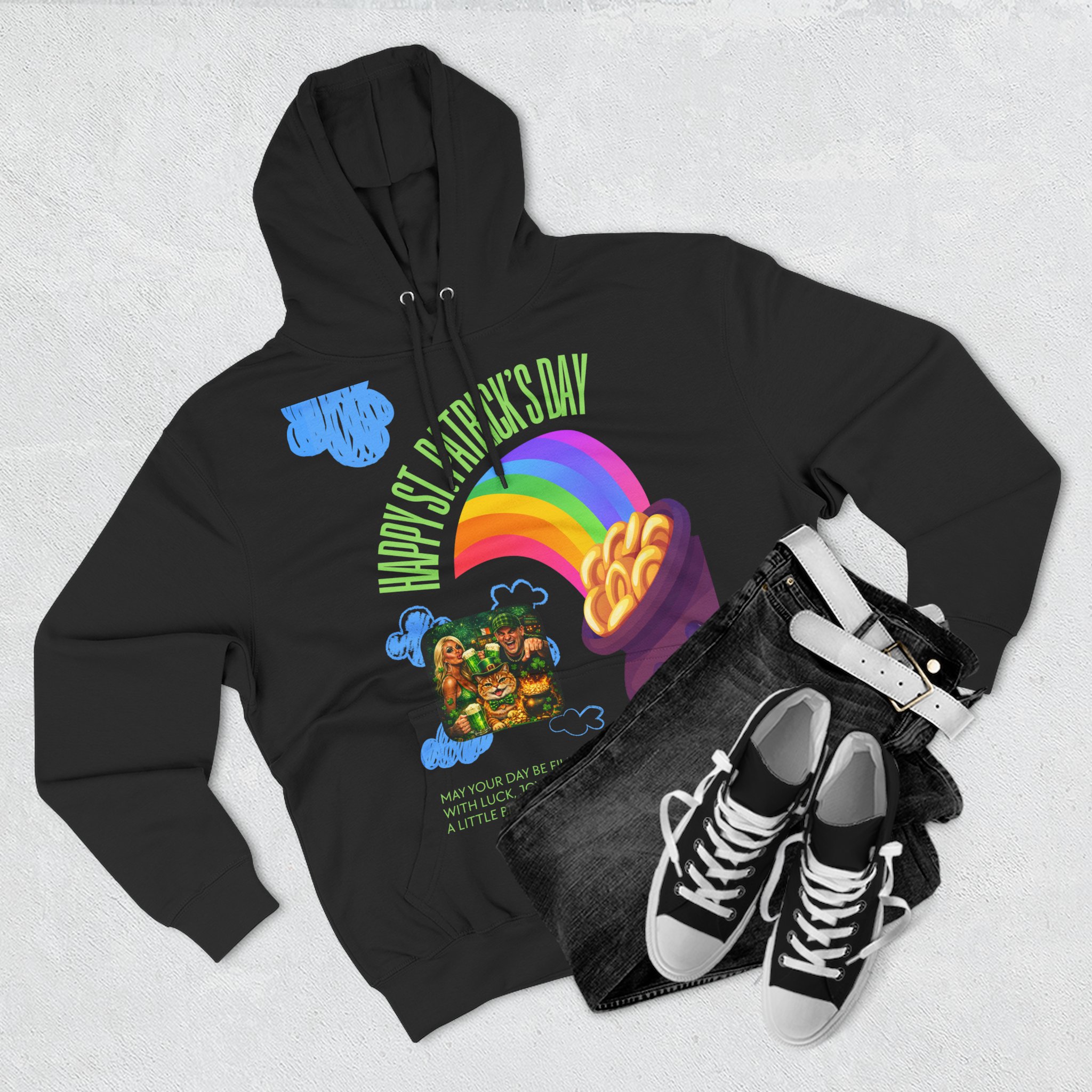 St. Patrick’s Day Rainbow Pot of Gold Hoodie — Lucky Leprechaun Graphic Fleece - Image 7