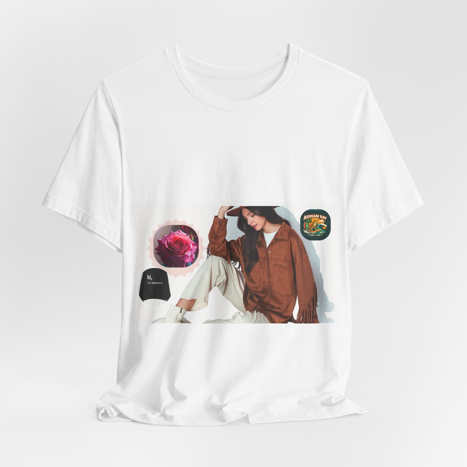 Photo Graphic Tee — Vintage Patch 'Abraham Bay' Casual Women's Fashion Shirt - Image 4