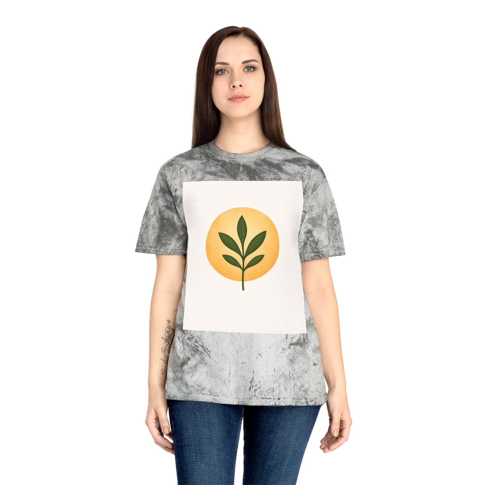 Golden Leaf Tee — Vintage Tie-Dye Plant Graphic T-Shirt - Image 8