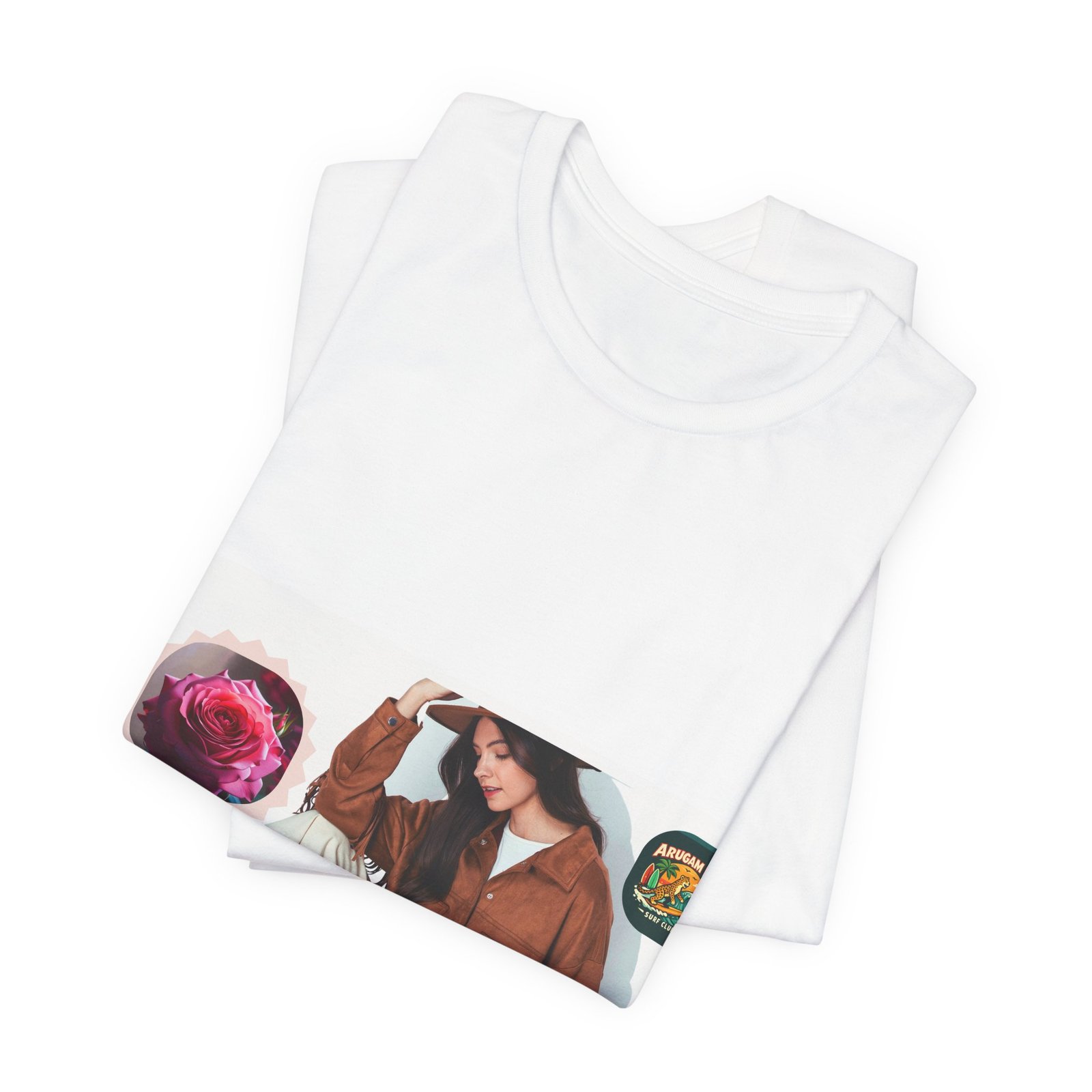 Photo Graphic Tee — Vintage Patch 'Abraham Bay' Casual Women's Fashion Shirt - Image 3