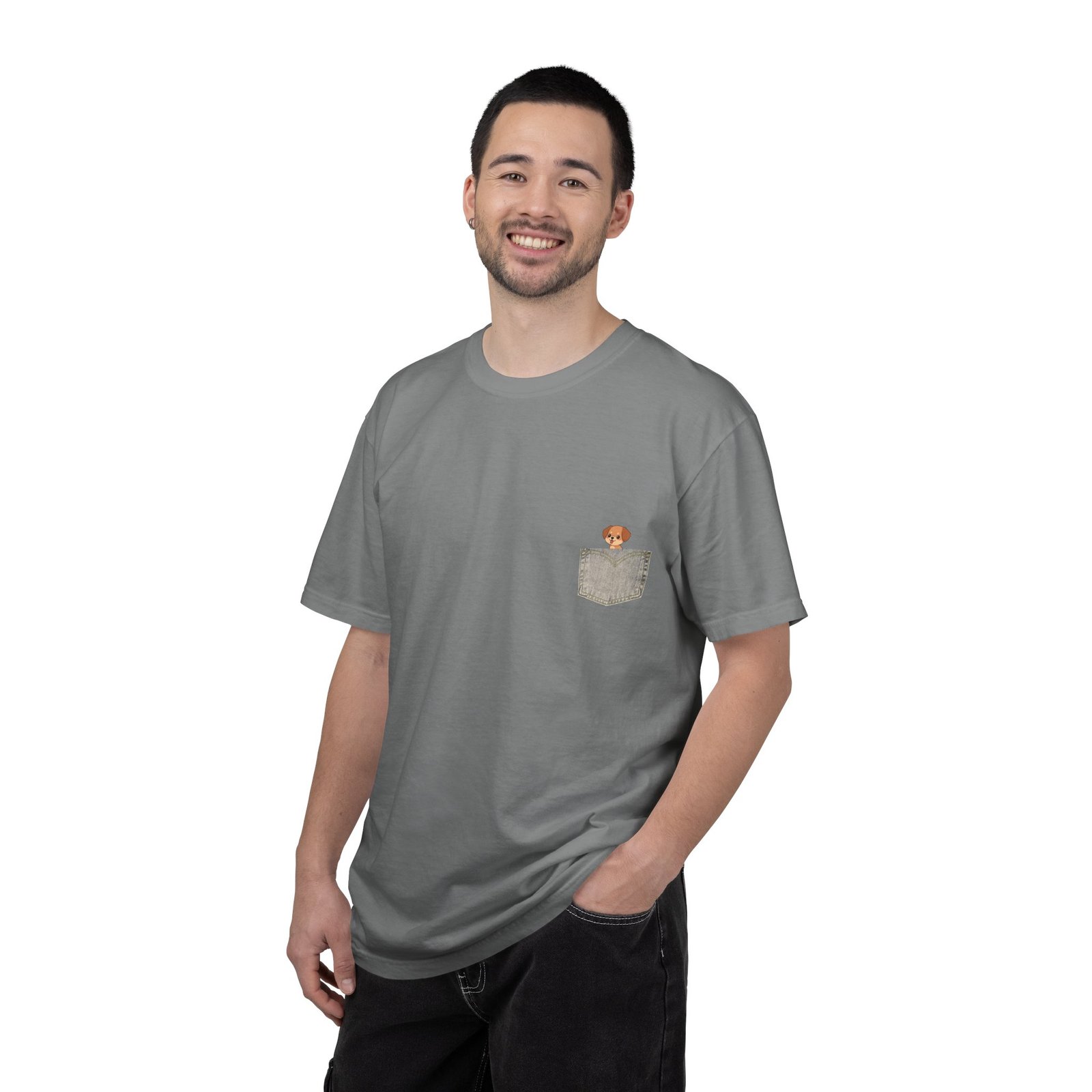 Pocket Pup T-Shirt — Cute Dog Peeking from Pocket Tee - Image 8
