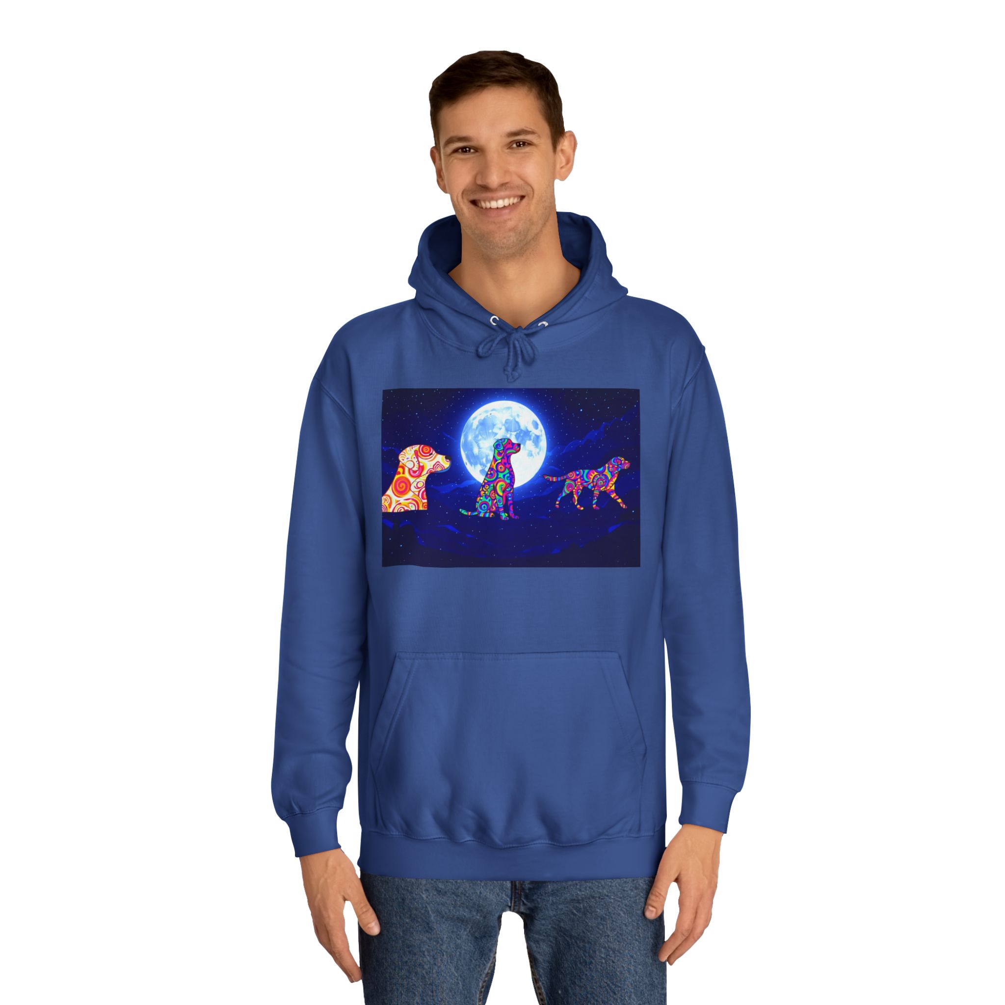 Hoodie — Colorful Moonlight Dog Trio Graphic Hoodie - Image 7