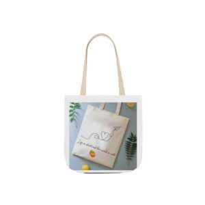 Canvas Tote Bag — 'Love Follows the Sun' Minimal Heart & Sun Illustration