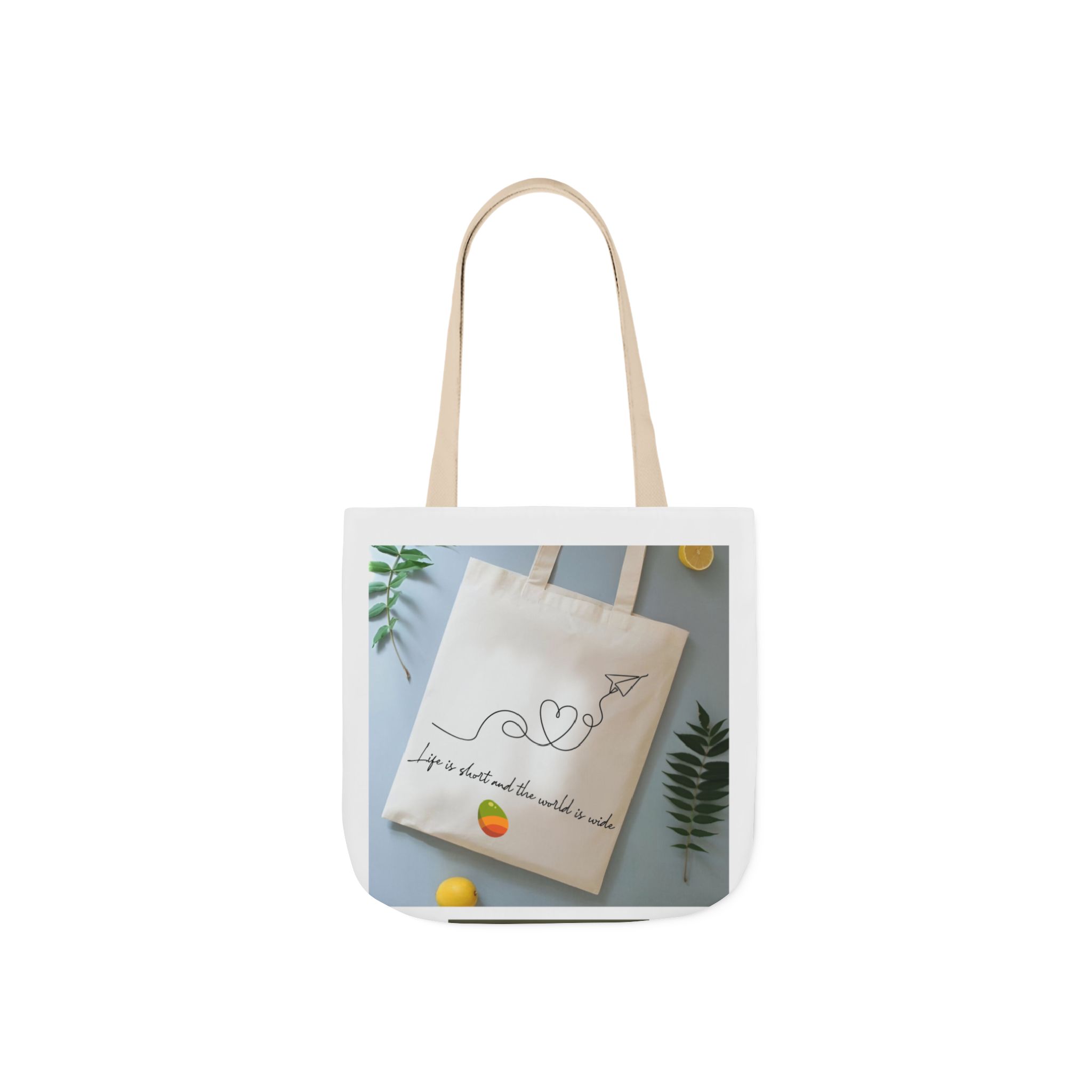 Canvas Tote Bag — 'Love Follows the Sun' Minimal Heart & Sun Illustration